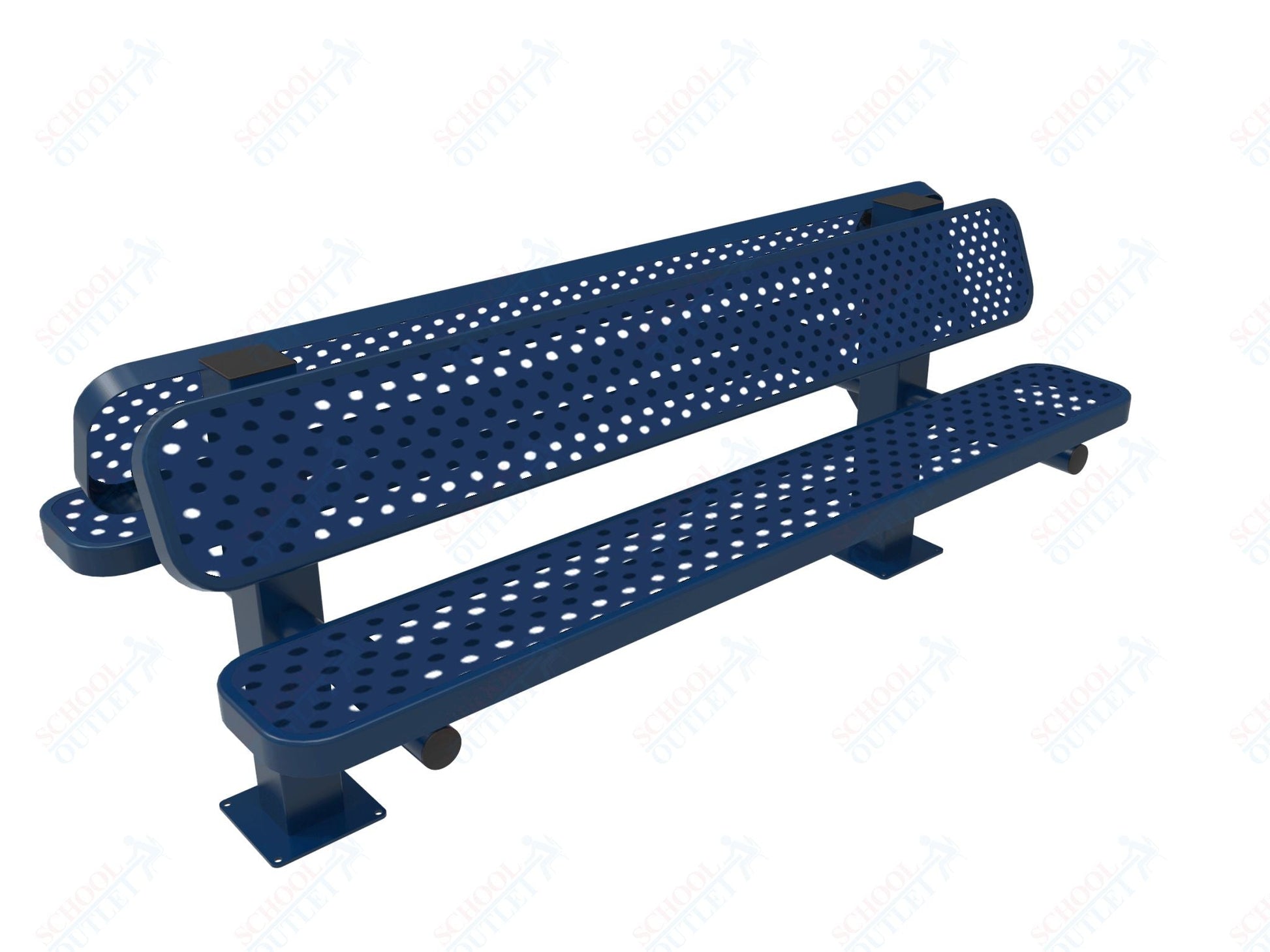 MyTcoat - Double Pedstal Outdoor Bench with Back - Surface Mount 6' L (MYT - BRT06 - 62 - 002) - SchoolOutlet
