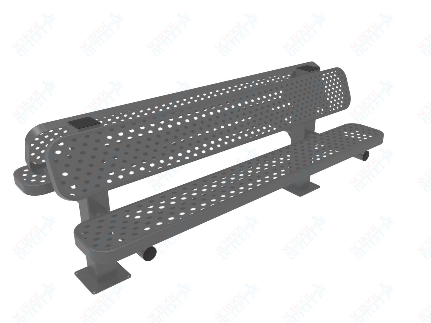 MyTcoat - Double Pedstal Outdoor Bench with Back - Surface Mount 6' L (MYT - BRT06 - 62 - 002) - SchoolOutlet