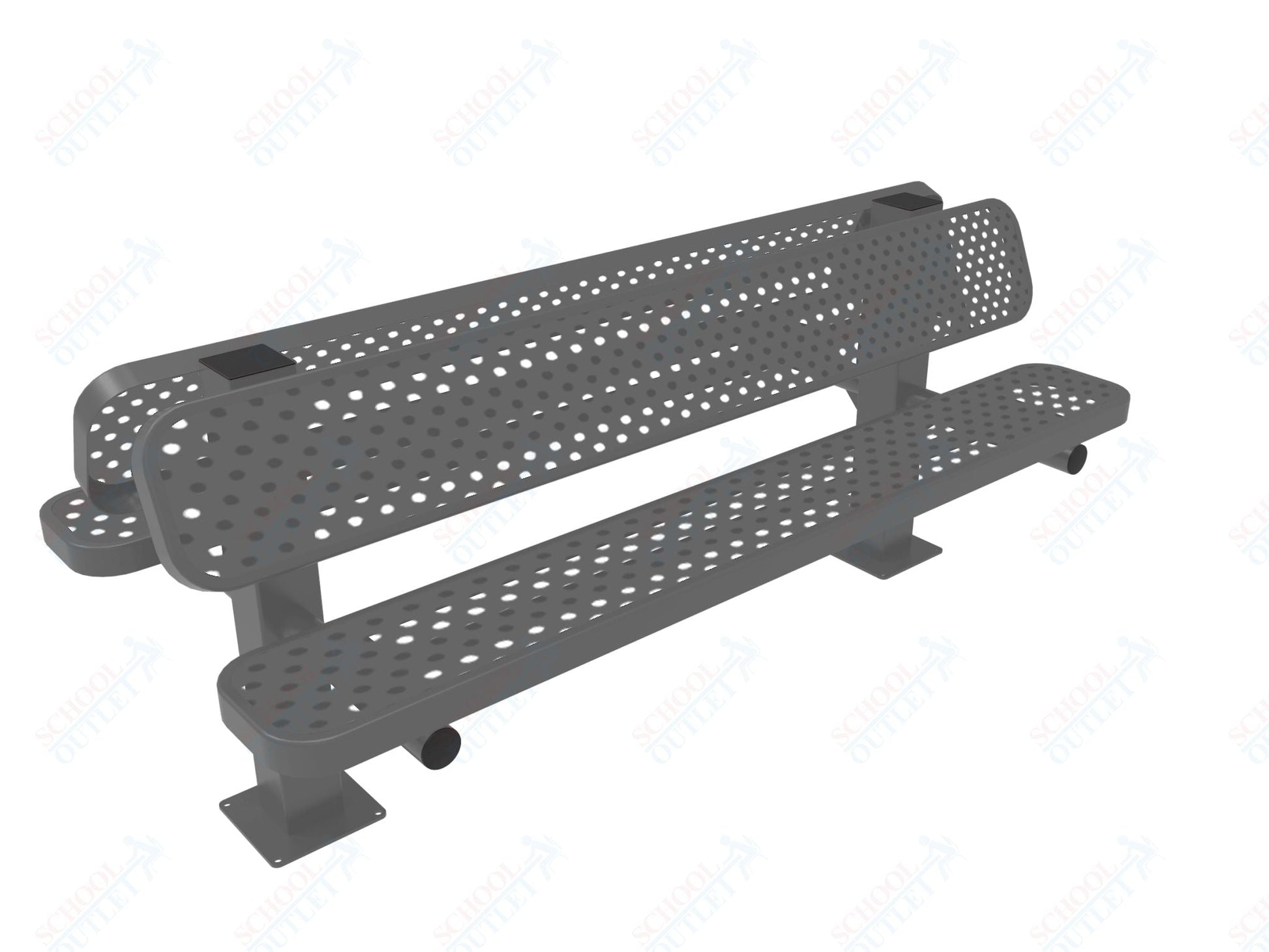 MyTcoat - Double Pedstal Outdoor Bench with Back - Surface Mount 6' L (MYT - BRT06 - 62 - 002) - SchoolOutlet