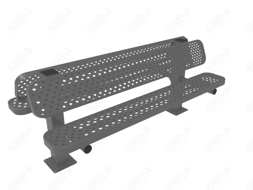 MyTcoat - Double Pedstal Outdoor Bench with Back - Surface Mount 6' L (MYT - BRT06 - 62 - 002) - SchoolOutlet