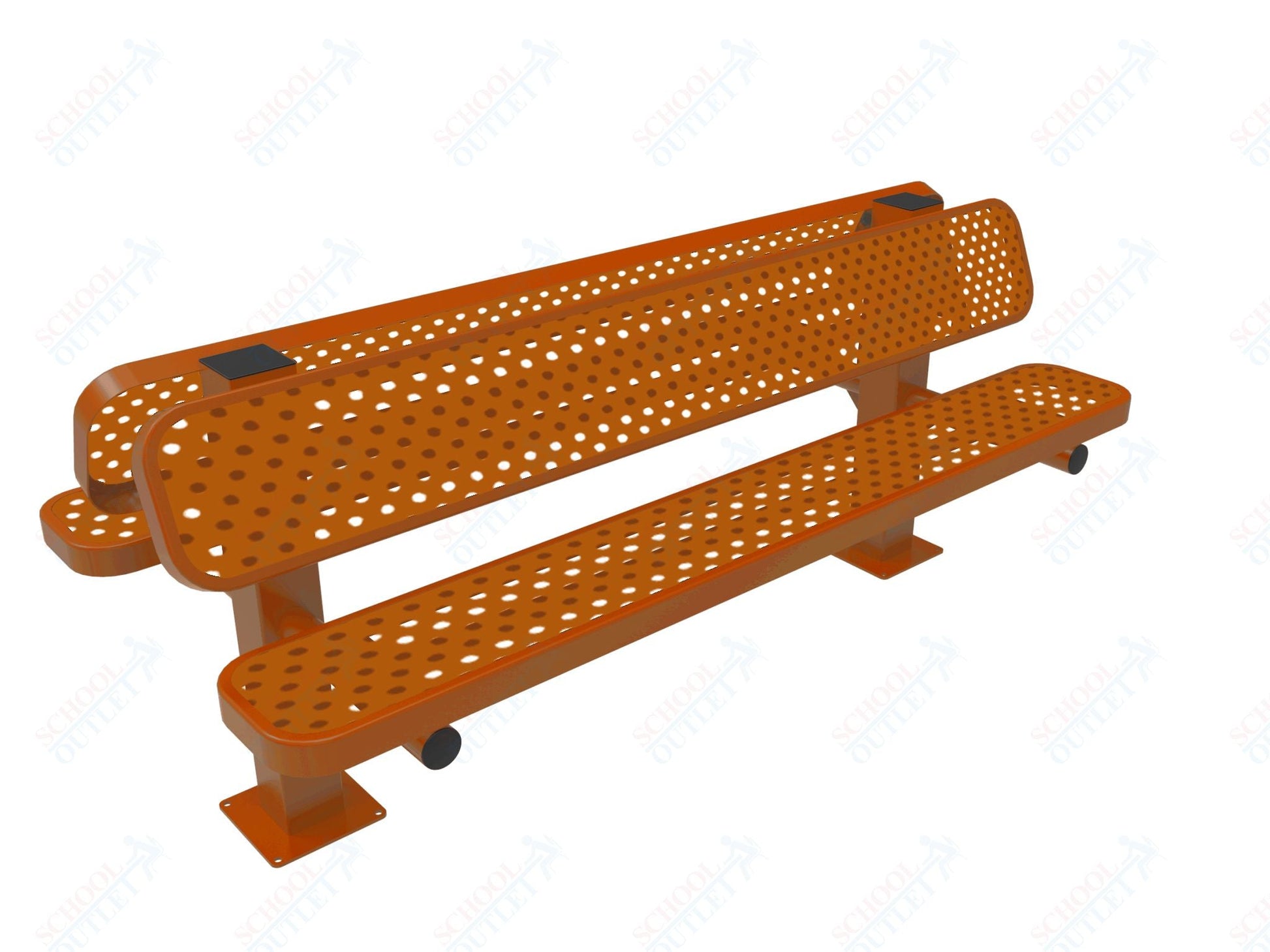MyTcoat - Double Pedstal Outdoor Bench with Back - Surface Mount 6' L (MYT - BRT06 - 62 - 002) - SchoolOutlet