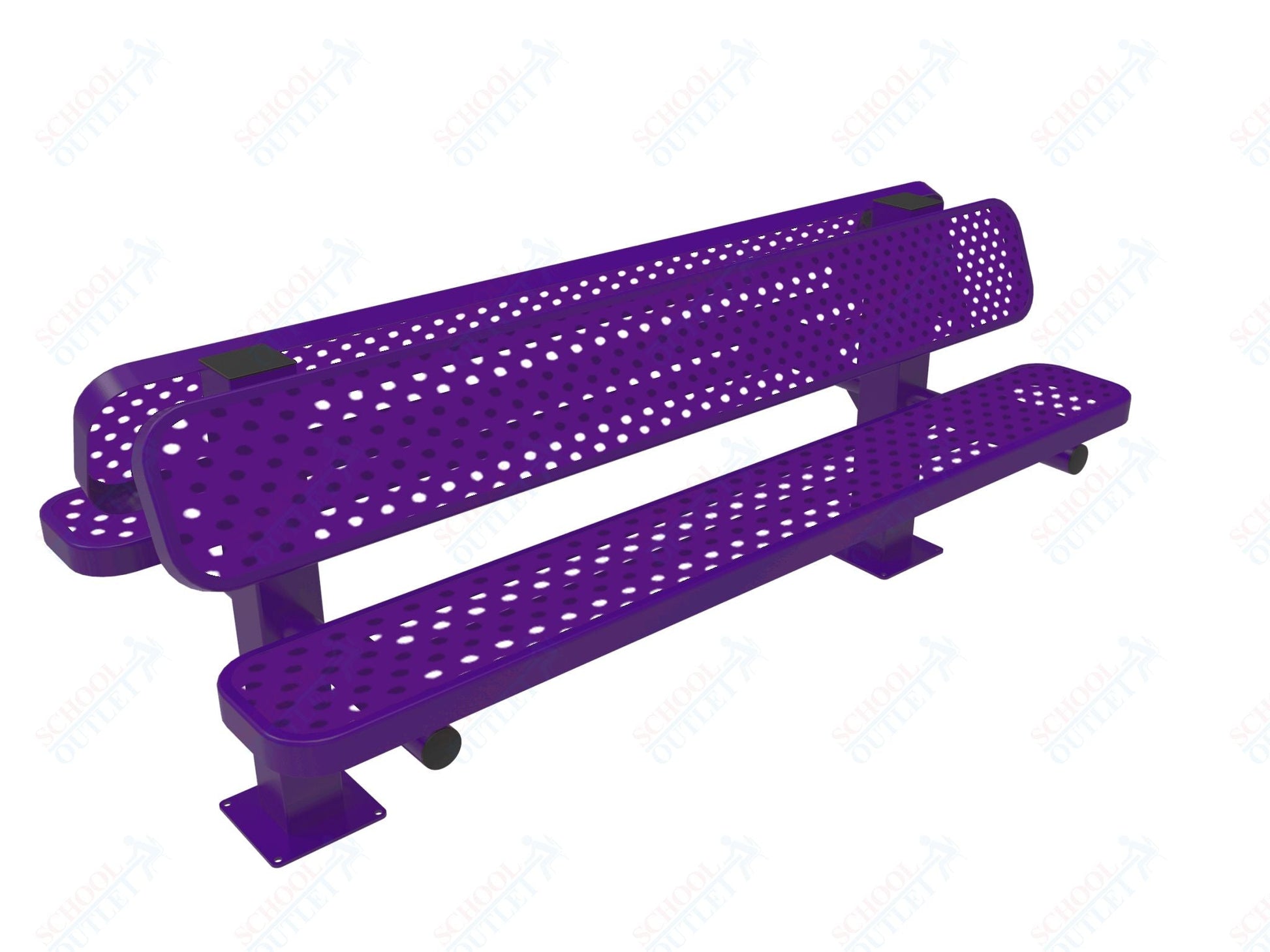MyTcoat - Double Pedstal Outdoor Bench with Back - Surface Mount 6' L (MYT - BRT06 - 62 - 002) - SchoolOutlet