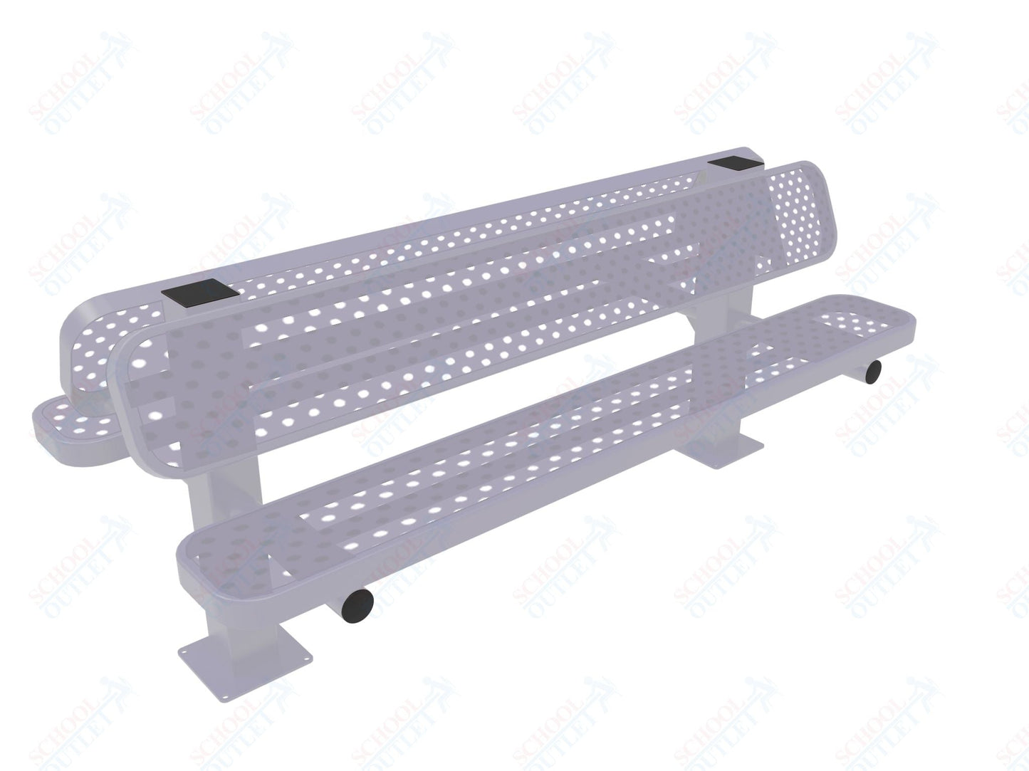 MyTcoat - Double Pedstal Outdoor Bench with Back - Surface Mount 6' L (MYT - BRT06 - 62 - 002) - SchoolOutlet