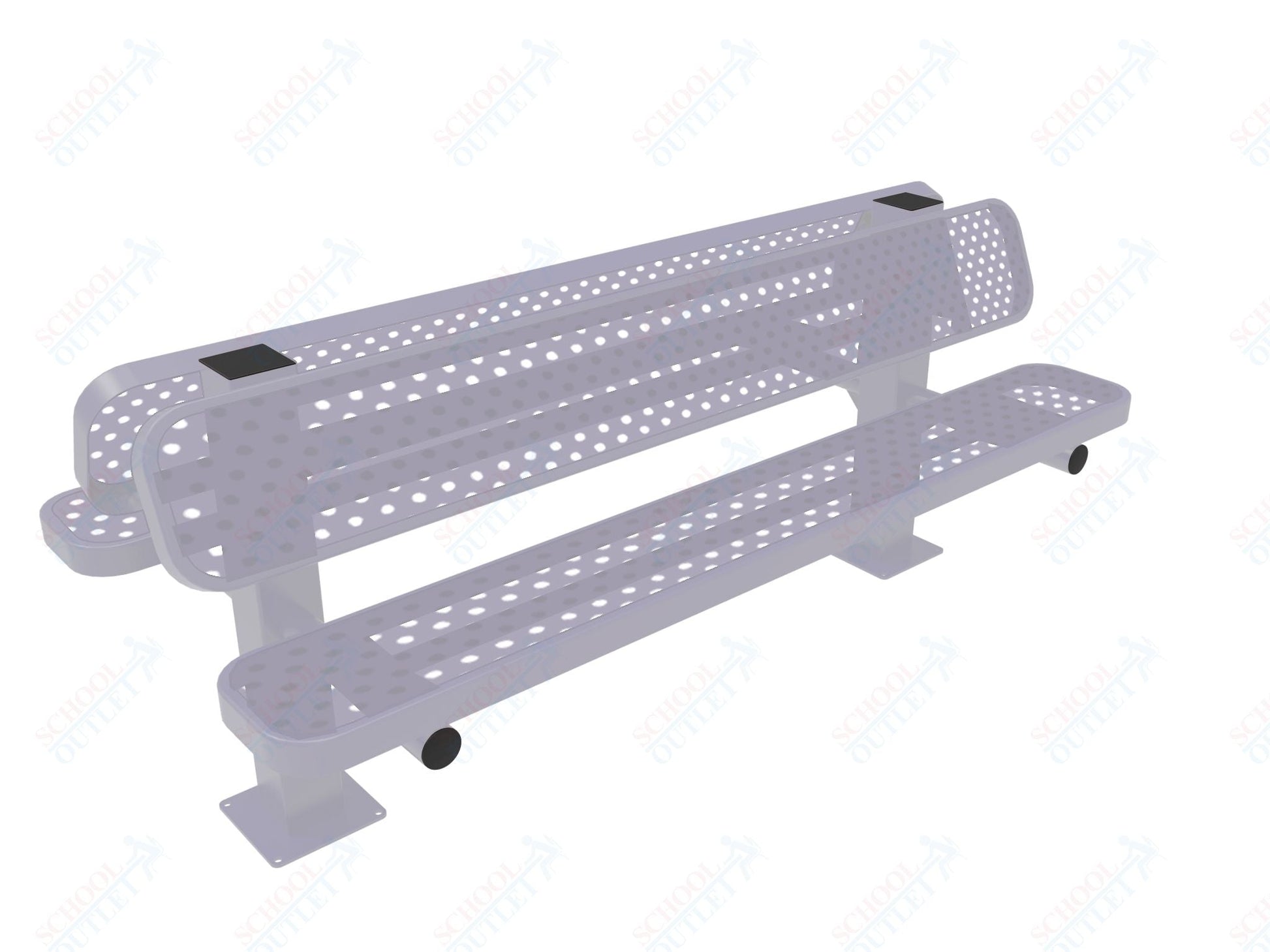 MyTcoat - Double Pedstal Outdoor Bench with Back - Surface Mount 6' L (MYT - BRT06 - 62 - 002) - SchoolOutlet