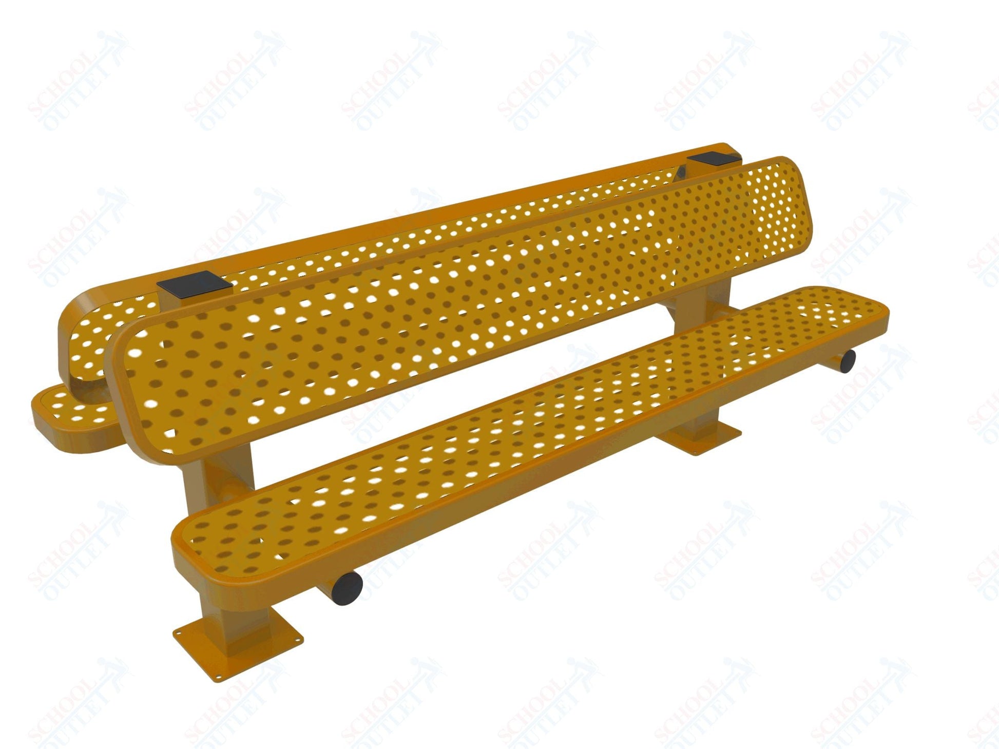 MyTcoat - Double Pedstal Outdoor Bench with Back - Surface Mount 6' L (MYT - BRT06 - 62 - 002) - SchoolOutlet