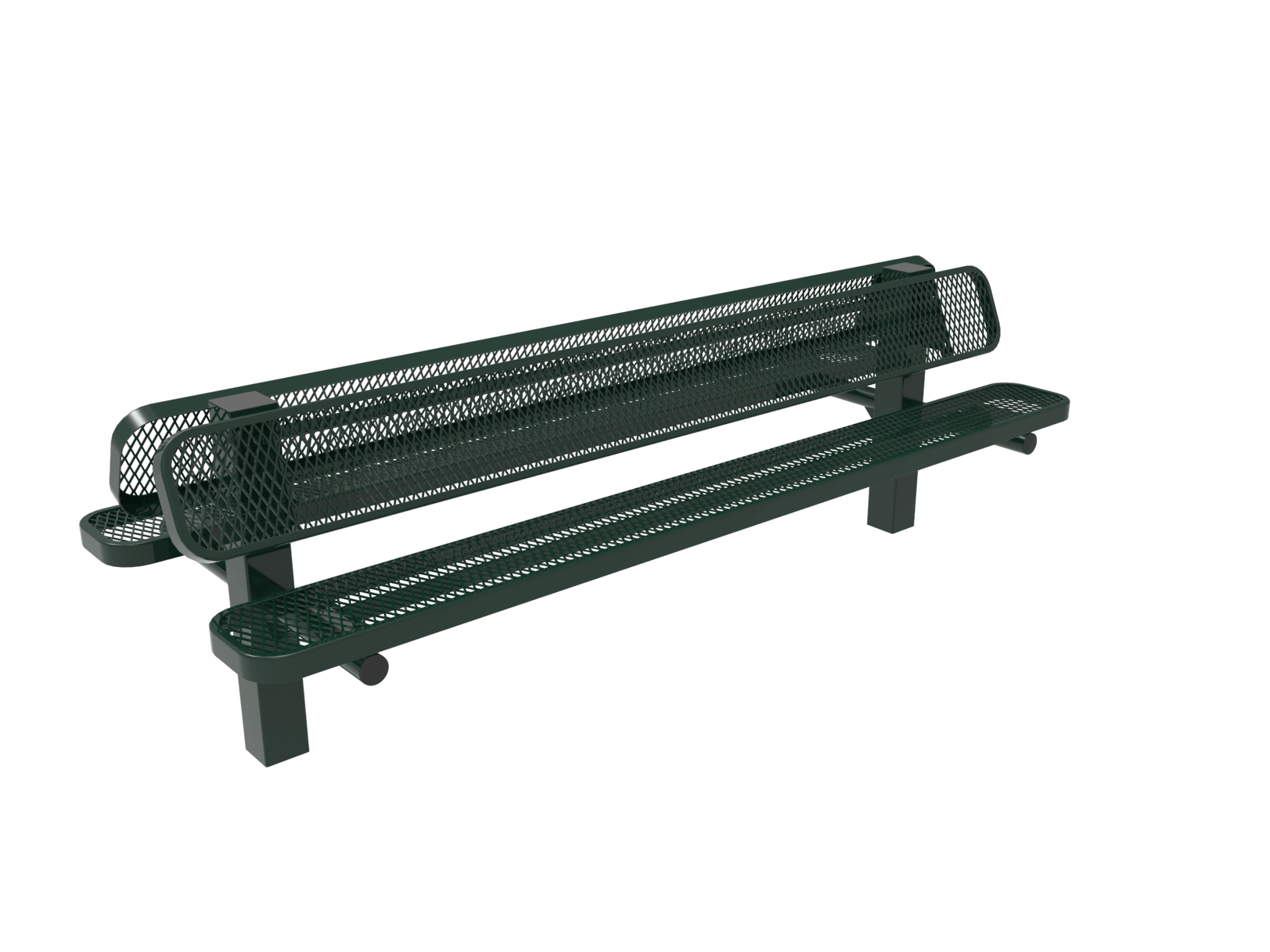 MyTcoat - Double Pedstal Outdoor Bench with Back - Inground Mount 8' L (MYT-BRT08-61-002) - SchoolOutlet