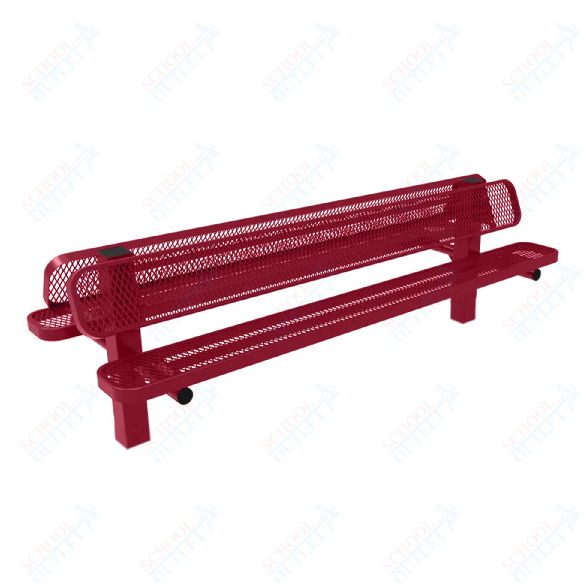 MyTcoat - Double Pedstal Outdoor Bench with Back - Inground Mount 8' L (MYT - BRT08 - 61 - 002) - SchoolOutlet