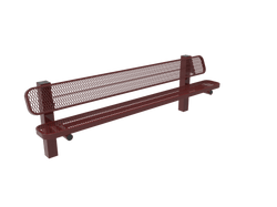 MyTcoat - Single Pedstal Outdoor Bench with Back - Inground Mount 8' L (MYT-BRT08-61)