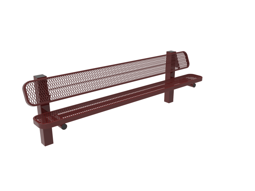 MyTcoat - Single Pedstal Outdoor Bench with Back - Inground Mount 8' L (MYT-BRT08-61) - SchoolOutlet
