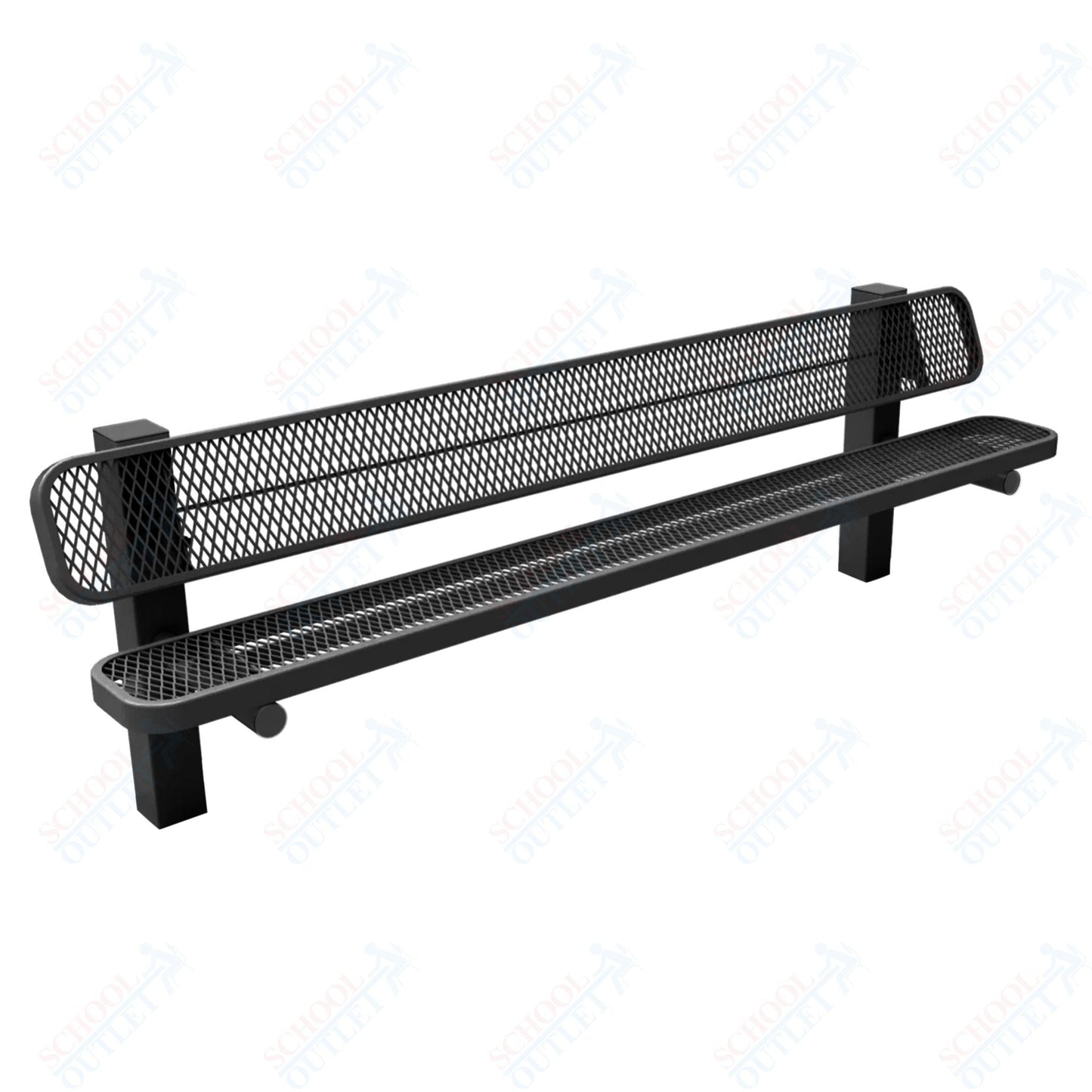 MyTcoat - Single Pedstal Outdoor Bench with Back - Inground Mount 8' L (MYT - BRT08 - 61) - SchoolOutlet