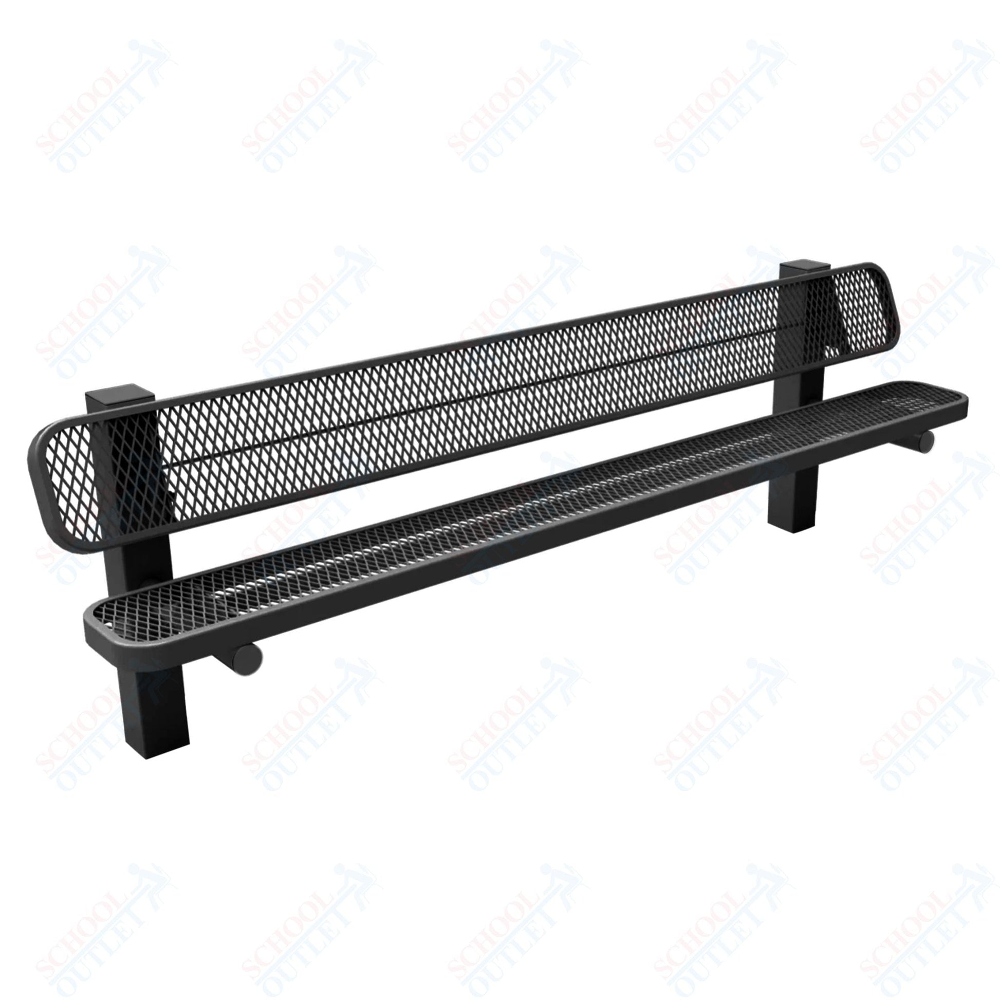 MyTcoat - Single Pedstal Outdoor Bench with Back - Inground Mount 8' L (MYT - BRT08 - 61) - SchoolOutlet