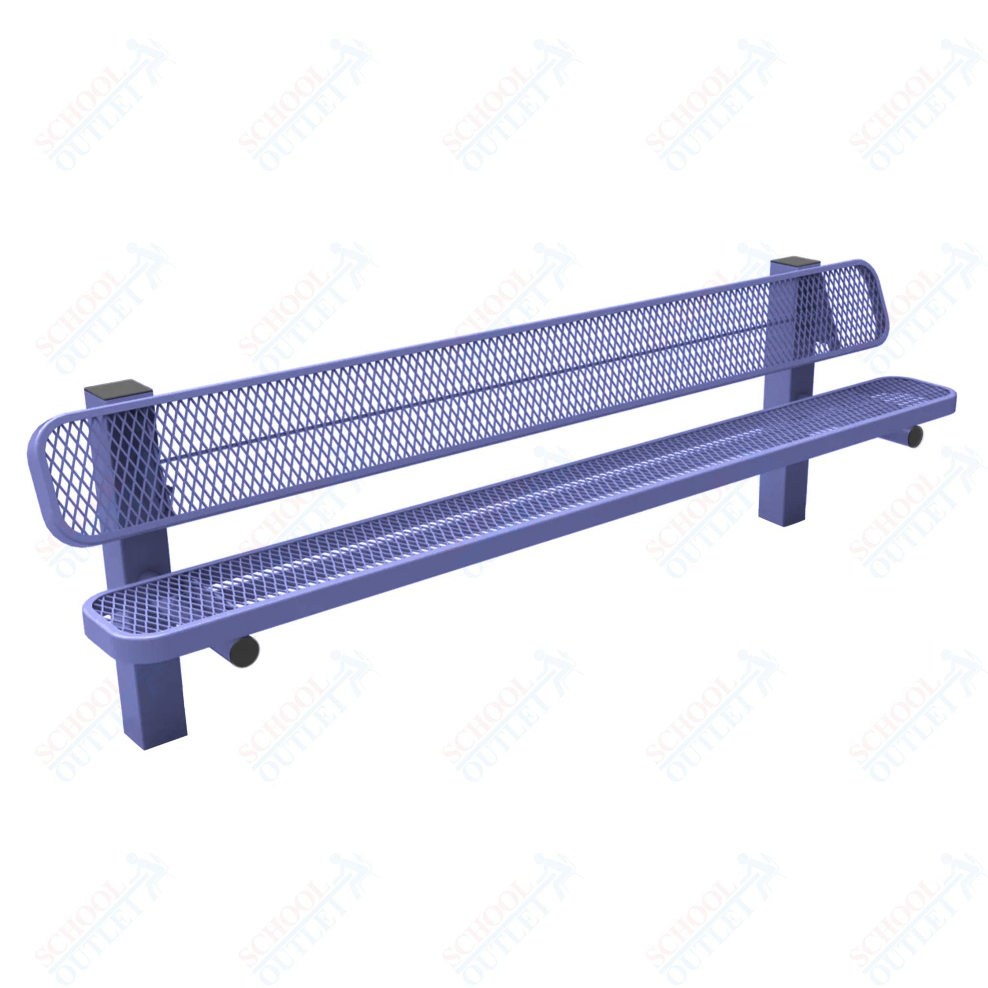 MyTcoat - Single Pedstal Outdoor Bench with Back - Inground Mount 8' L (MYT - BRT08 - 61) - SchoolOutlet