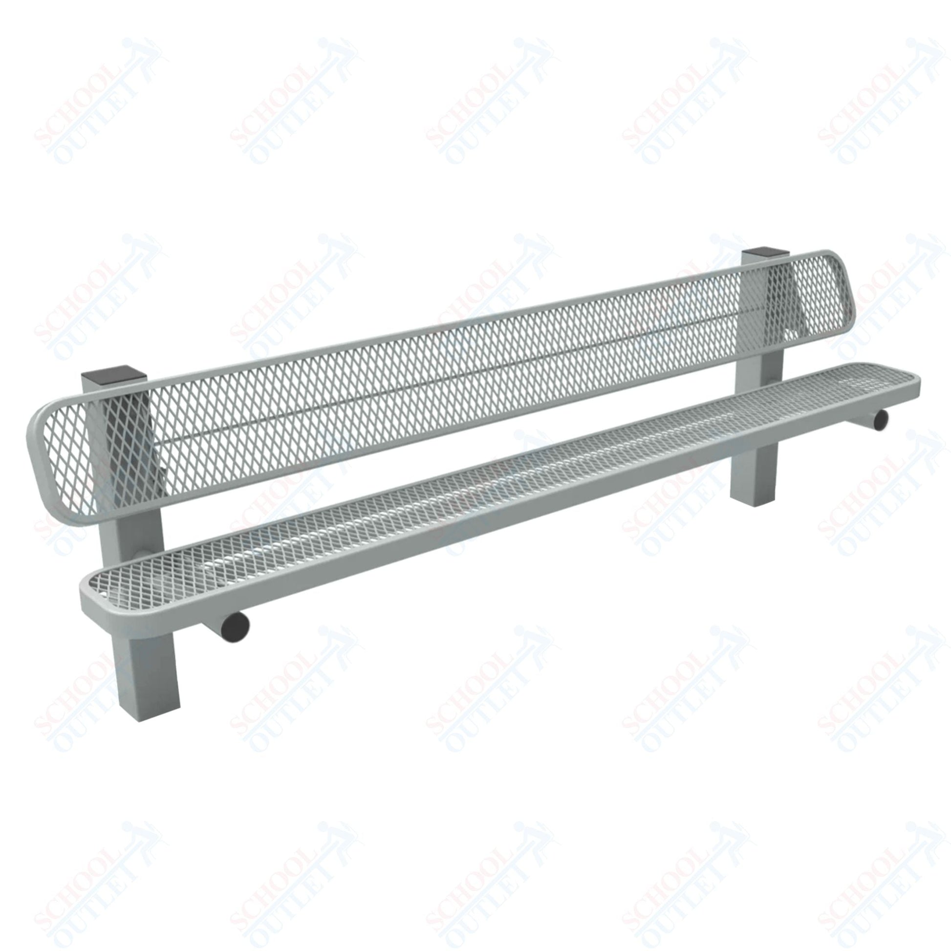 MyTcoat - Single Pedstal Outdoor Bench with Back - Inground Mount 8' L (MYT - BRT08 - 61) - SchoolOutlet