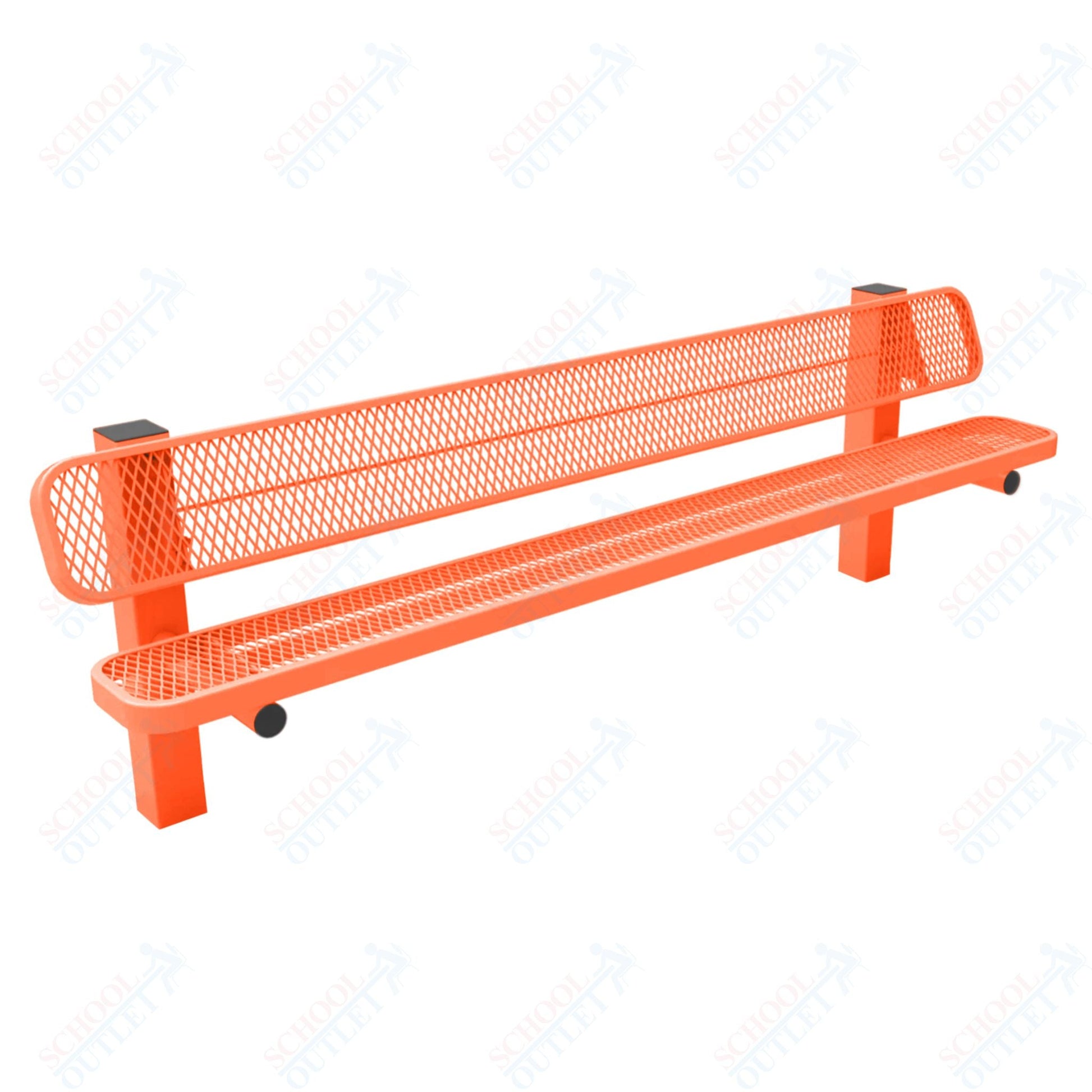 MyTcoat - Single Pedstal Outdoor Bench with Back - Inground Mount 8' L (MYT - BRT08 - 61) - SchoolOutlet