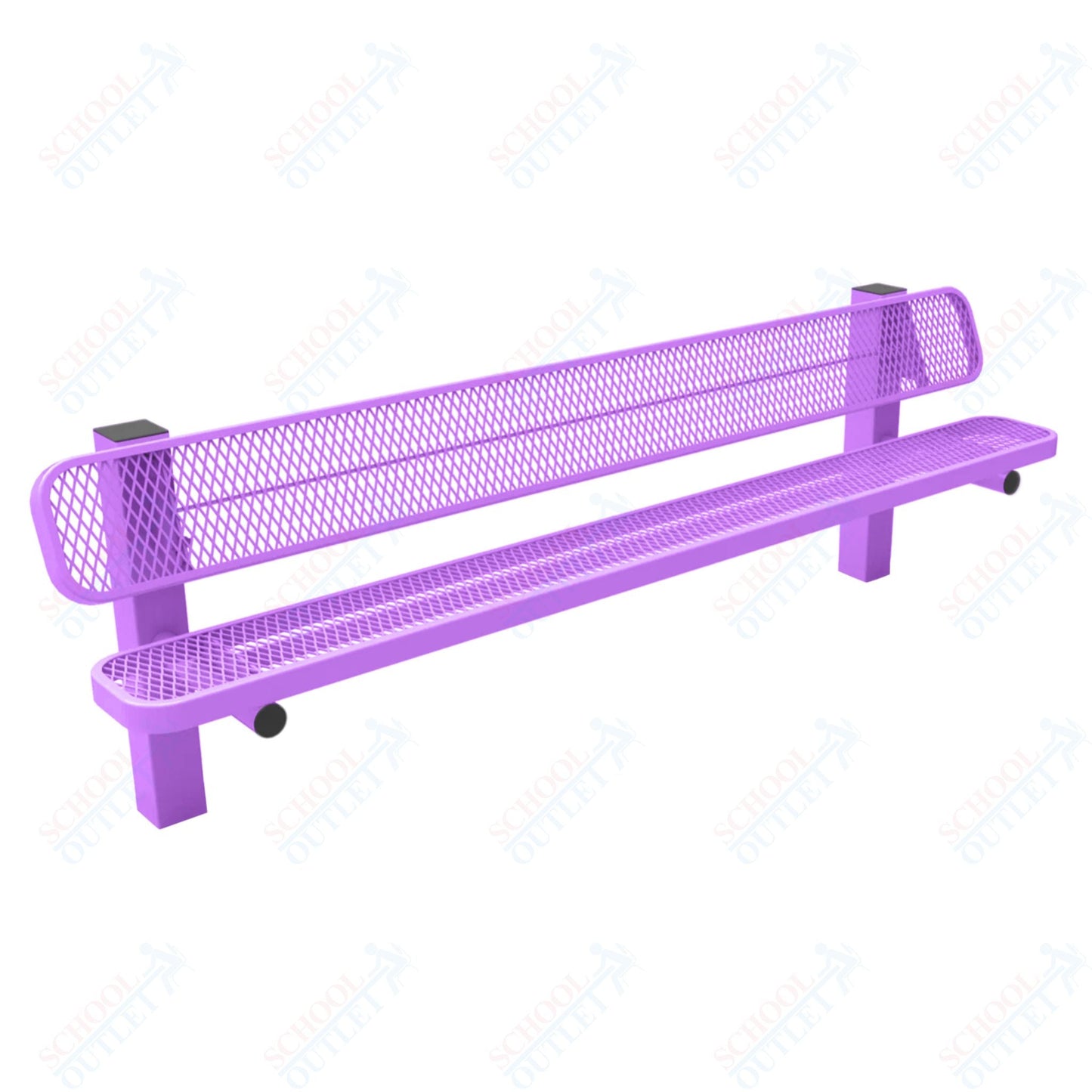 MyTcoat - Single Pedstal Outdoor Bench with Back - Inground Mount 8' L (MYT - BRT08 - 61) - SchoolOutlet