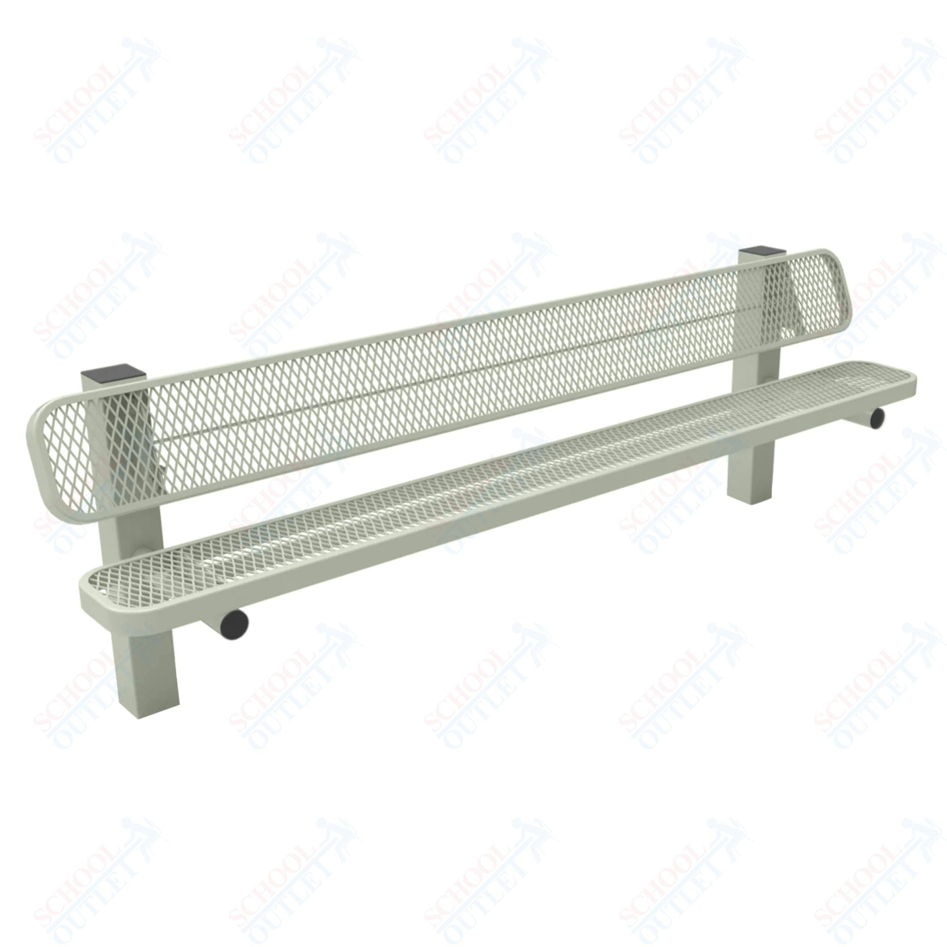 MyTcoat - Single Pedstal Outdoor Bench with Back - Inground Mount 8' L (MYT - BRT08 - 61) - SchoolOutlet