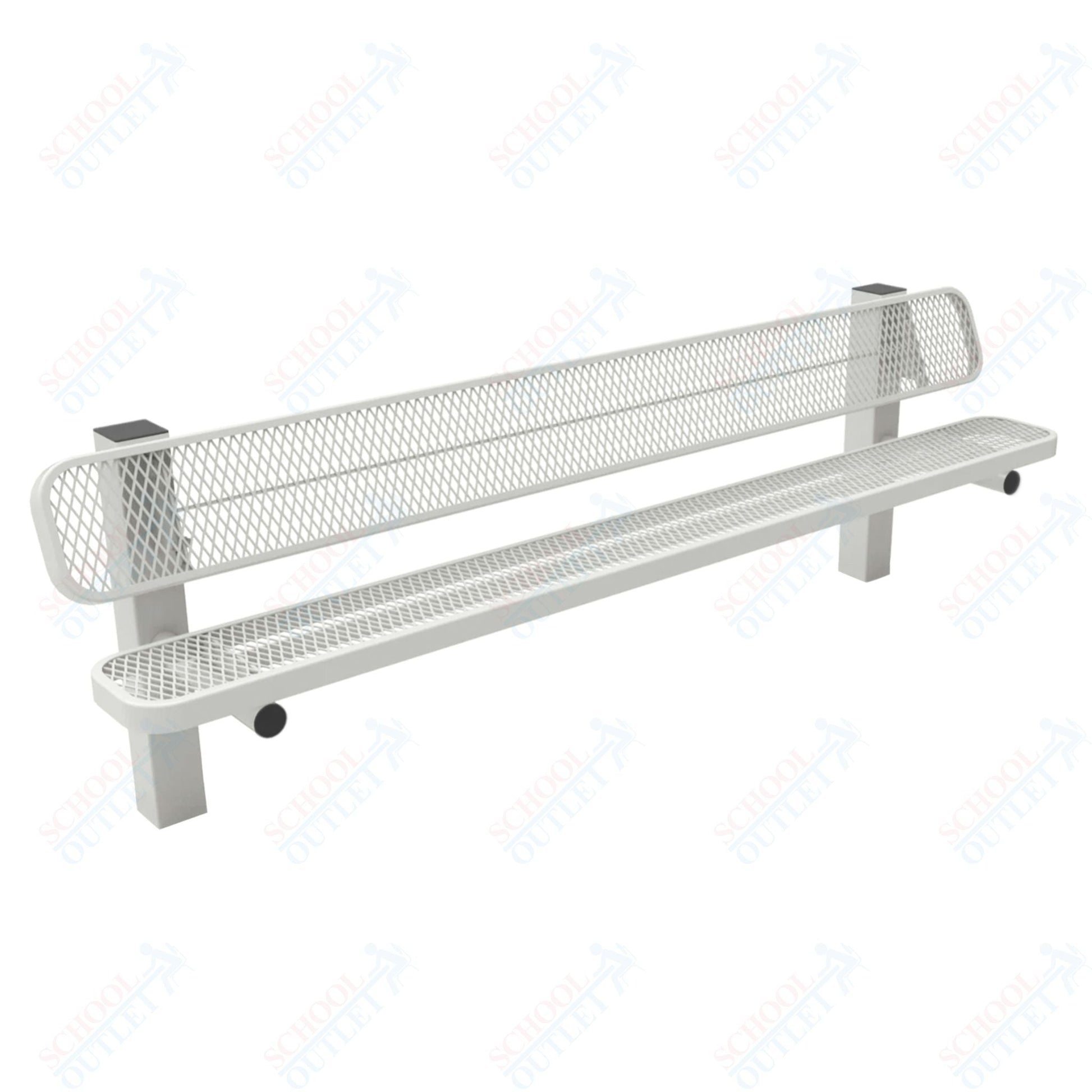MyTcoat - Single Pedstal Outdoor Bench with Back - Inground Mount 8' L (MYT - BRT08 - 61) - SchoolOutlet