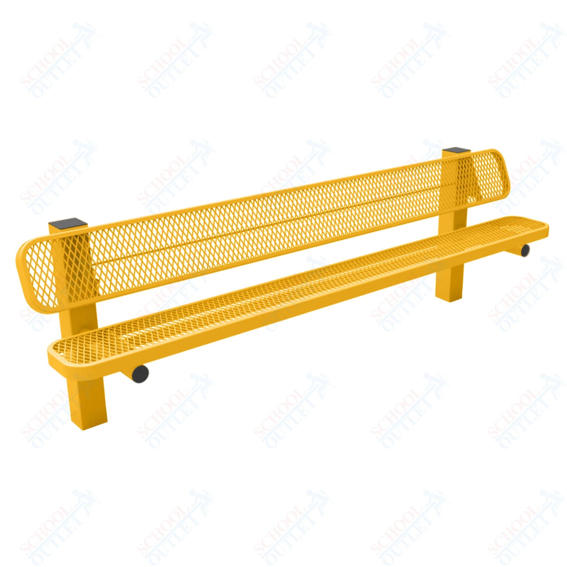 MyTcoat - Single Pedstal Outdoor Bench with Back - Inground Mount 8' L (MYT - BRT08 - 61) - SchoolOutlet