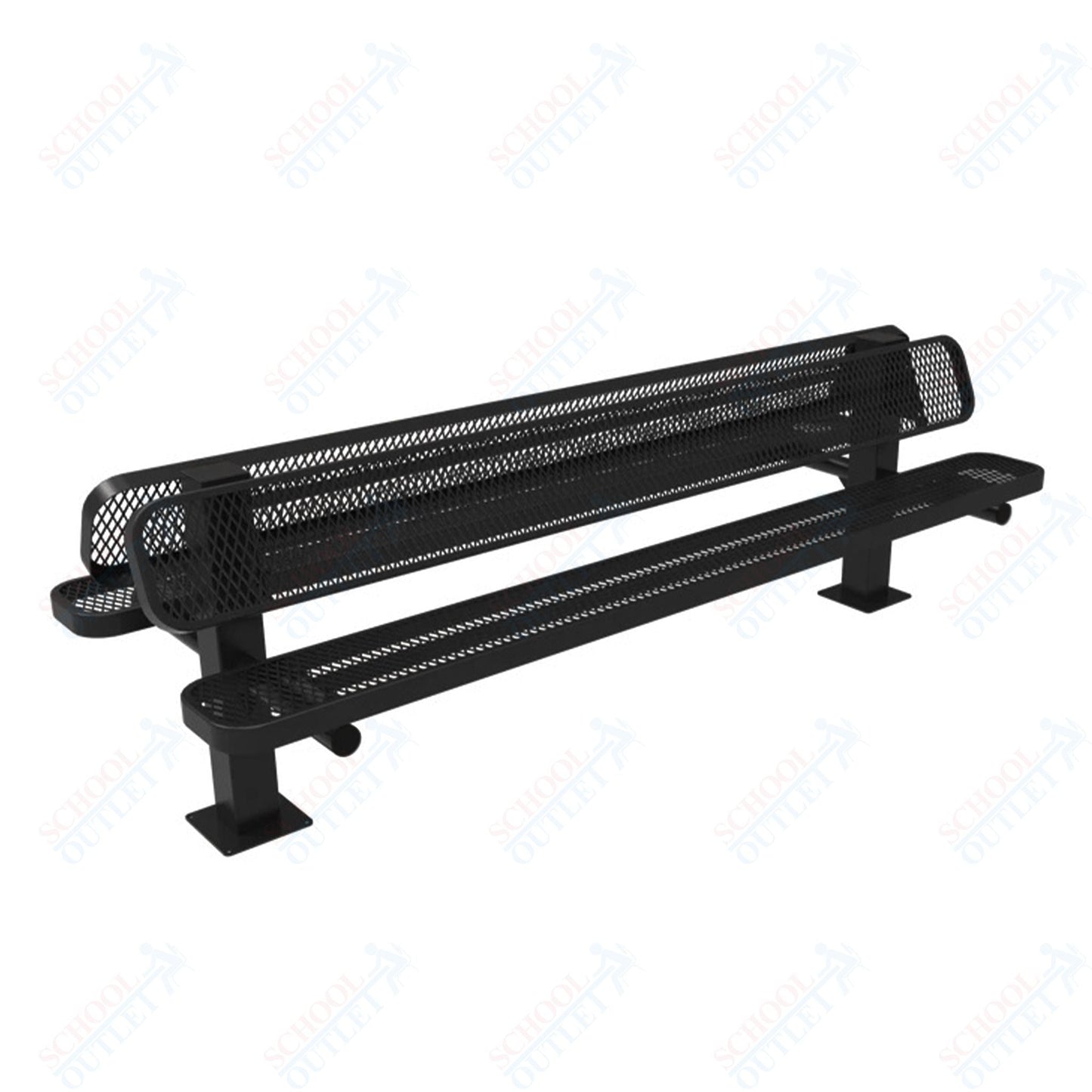 MyTcoat - Double Pedstal Outdoor Bench with Back - Surface Mount 8' L (MYT - BRT08 - 62 - 002) - SchoolOutlet