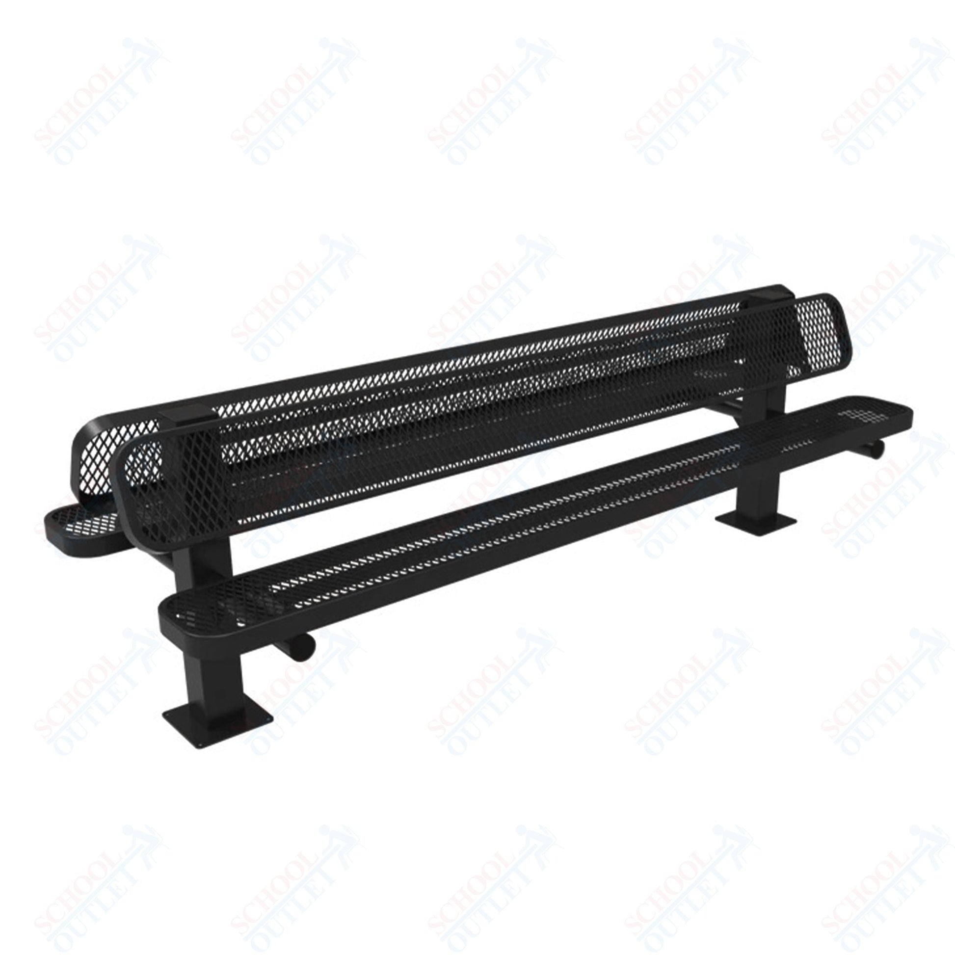 MyTcoat - Double Pedstal Outdoor Bench with Back - Surface Mount 8' L (MYT - BRT08 - 62 - 002) - SchoolOutlet
