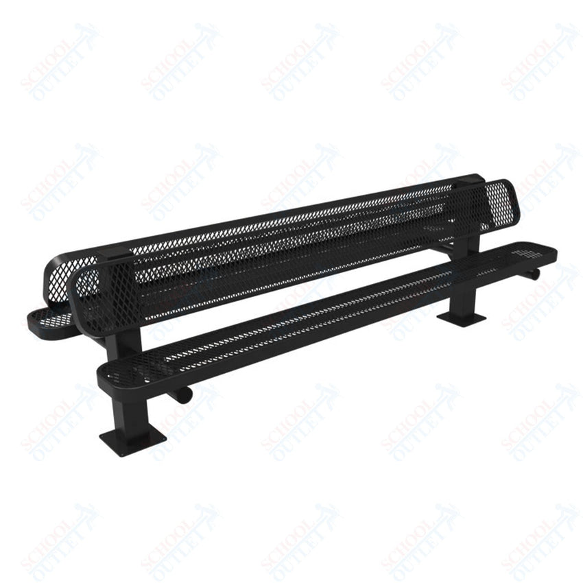 MyTcoat - Double Pedstal Outdoor Bench with Back - Surface Mount 8' L (MYT - BRT08 - 62 - 002) - SchoolOutlet