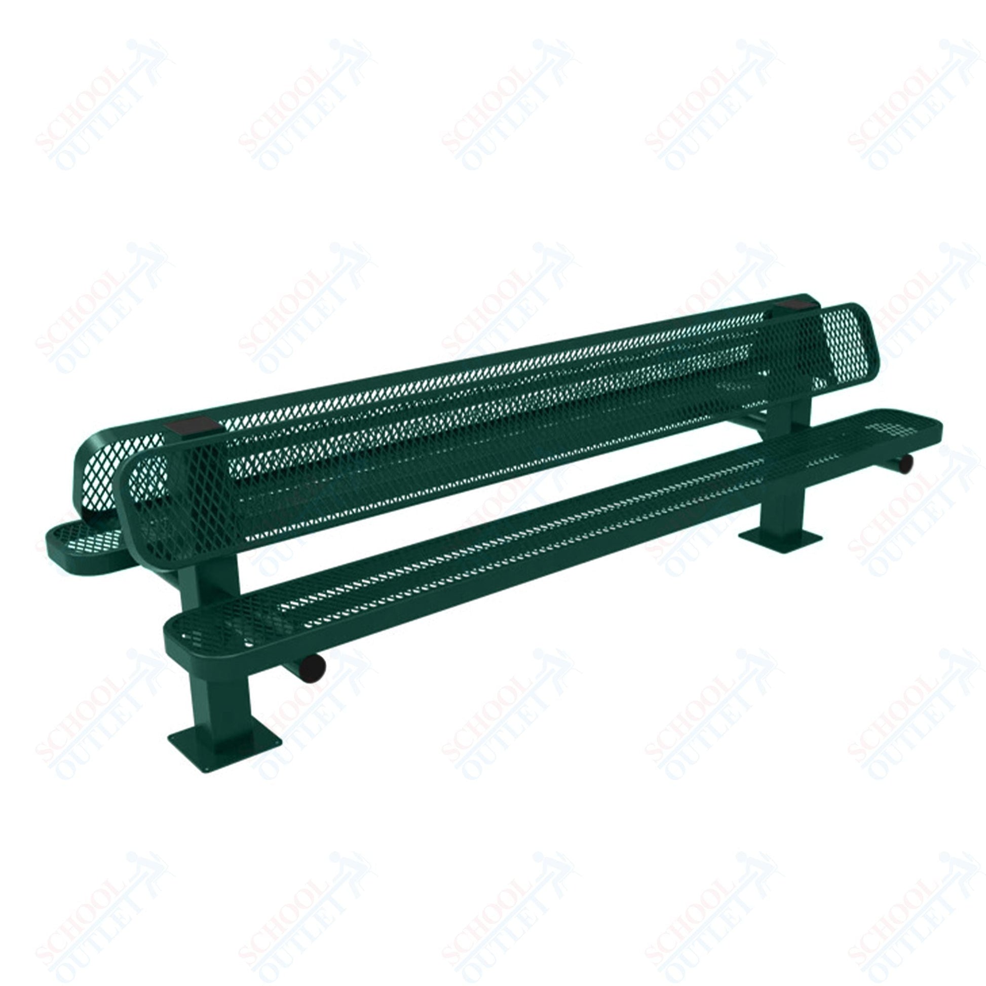 MyTcoat - Double Pedstal Outdoor Bench with Back - Surface Mount 8' L (MYT - BRT08 - 62 - 002) - SchoolOutlet