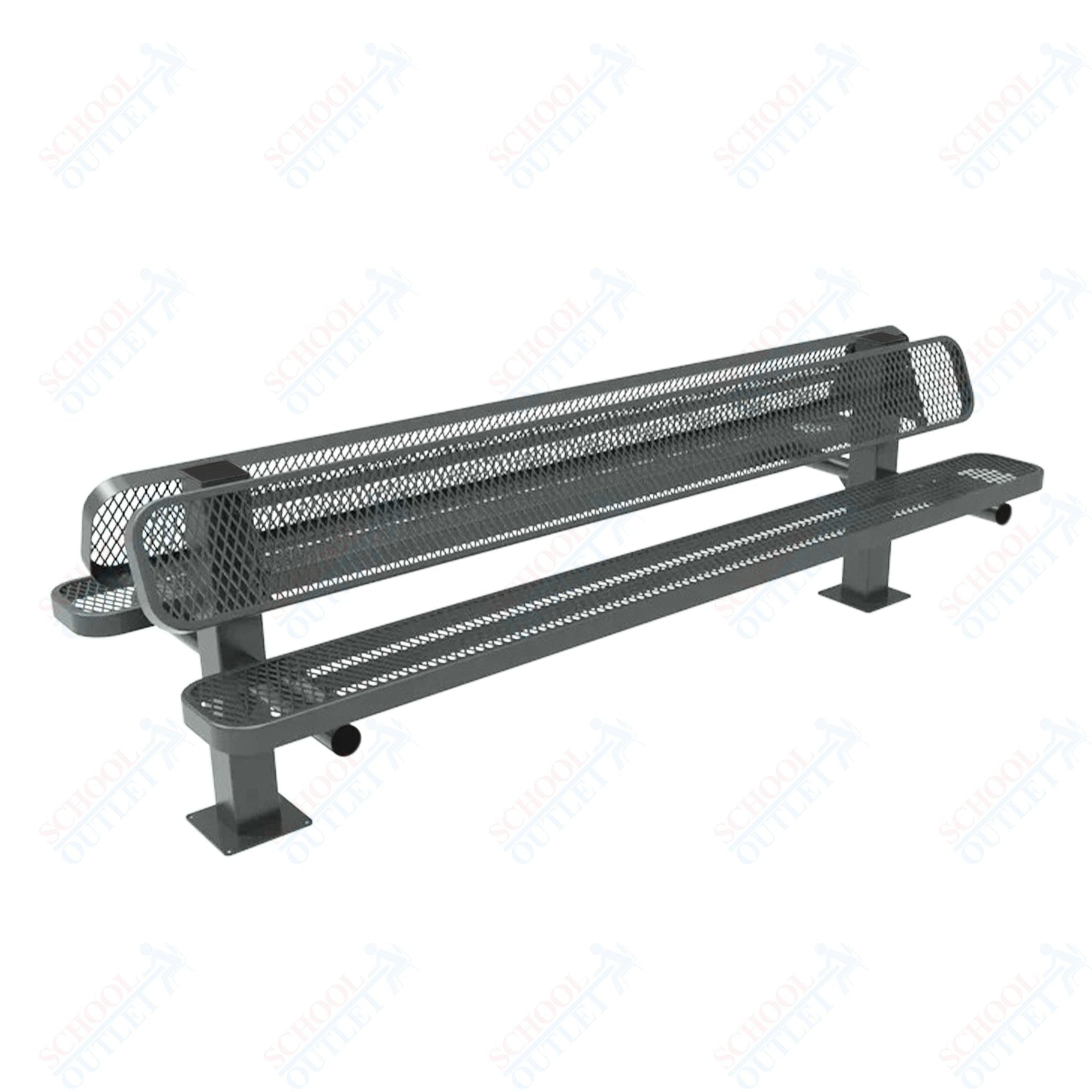 MyTcoat - Double Pedstal Outdoor Bench with Back - Surface Mount 8' L (MYT - BRT08 - 62 - 002) - SchoolOutlet