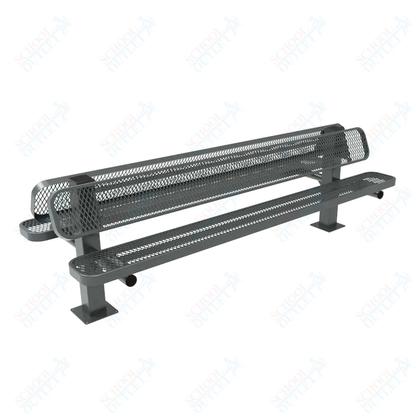 MyTcoat - Double Pedstal Outdoor Bench with Back - Surface Mount 8' L (MYT - BRT08 - 62 - 002) - SchoolOutlet
