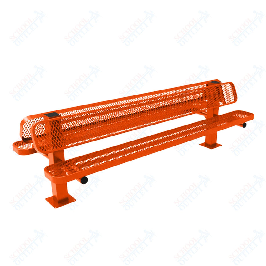 MyTcoat - Double Pedstal Outdoor Bench with Back - Surface Mount 8' L (MYT - BRT08 - 62 - 002) - SchoolOutlet