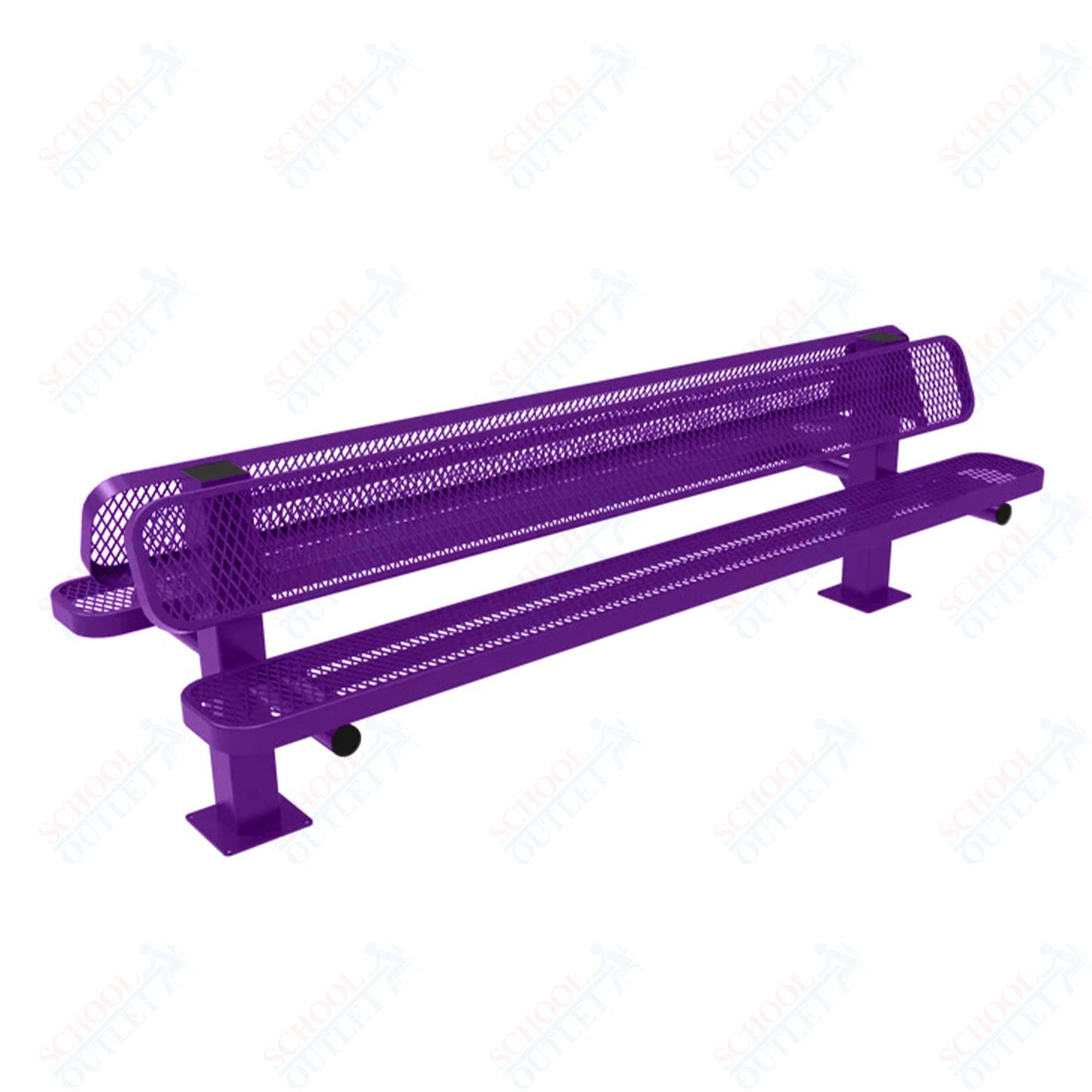 MyTcoat - Double Pedstal Outdoor Bench with Back - Surface Mount 8' L (MYT - BRT08 - 62 - 002) - SchoolOutlet