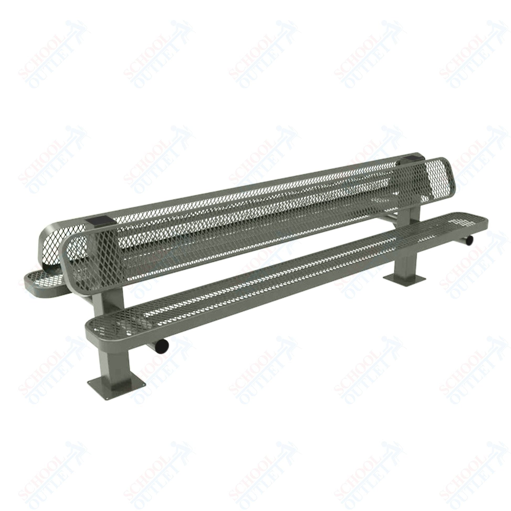 MyTcoat - Double Pedstal Outdoor Bench with Back - Surface Mount 8' L (MYT - BRT08 - 62 - 002) - SchoolOutlet