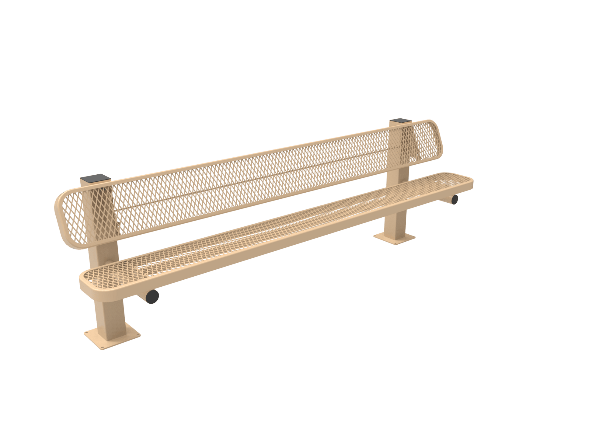 MyTcoat - Single Pedstal Outdoor Bench with Back - Surface Mount 8' L (MYT-BRT08-62) - SchoolOutlet