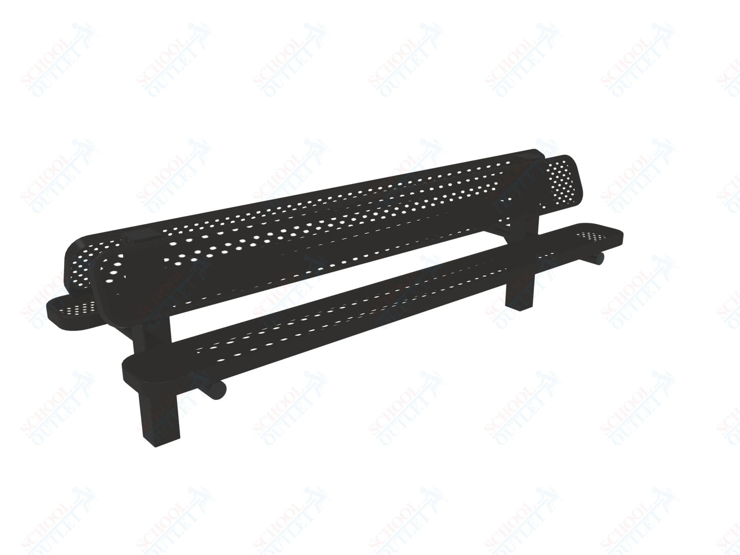 MyTcoat - Double Pedstal Outdoor Bench with Back - Inground Mount 8' L (MYT - BRT08 - 61 - 002) - SchoolOutlet