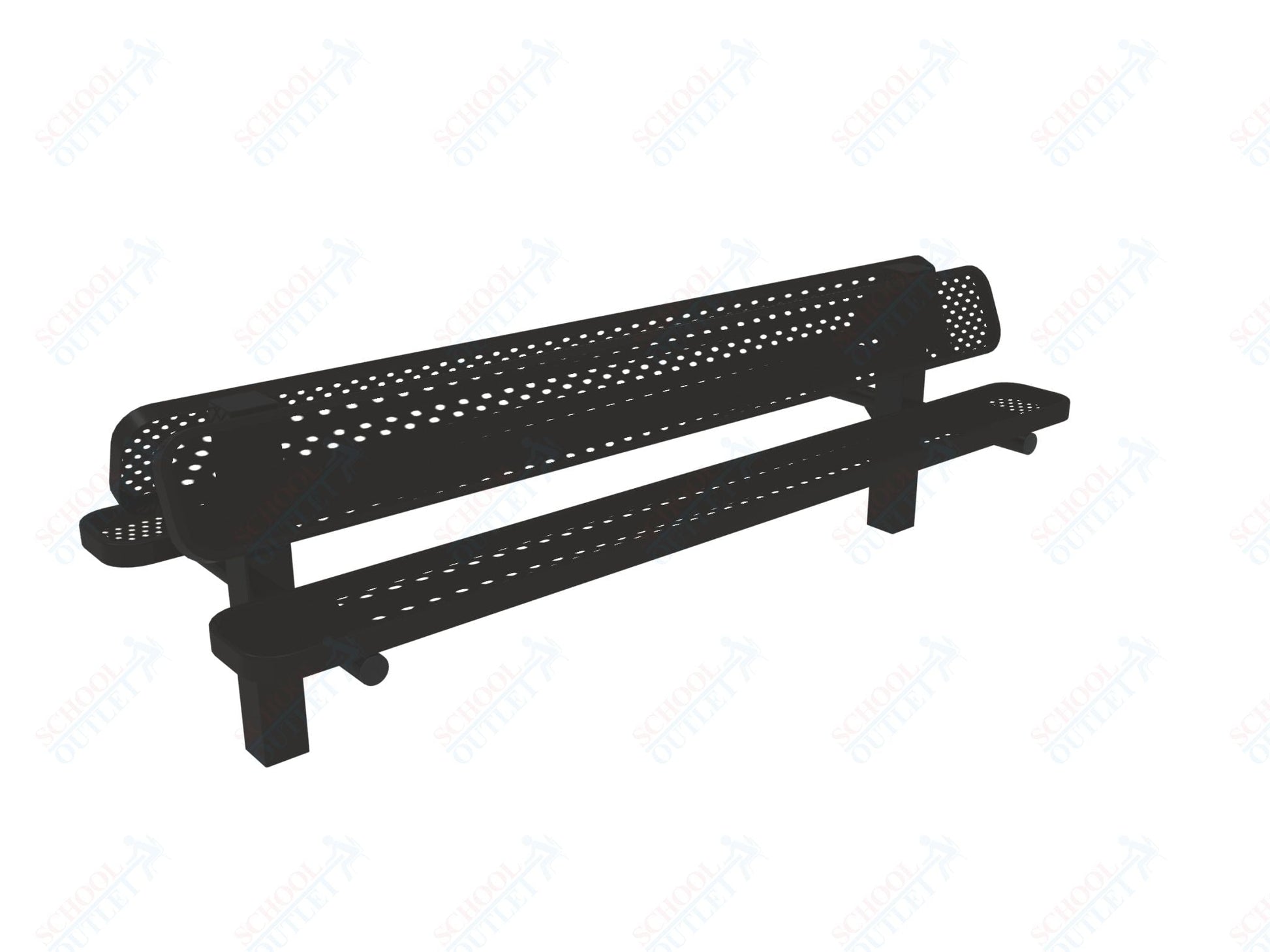 MyTcoat - Double Pedstal Outdoor Bench with Back - Inground Mount 8' L (MYT - BRT08 - 61 - 002) - SchoolOutlet