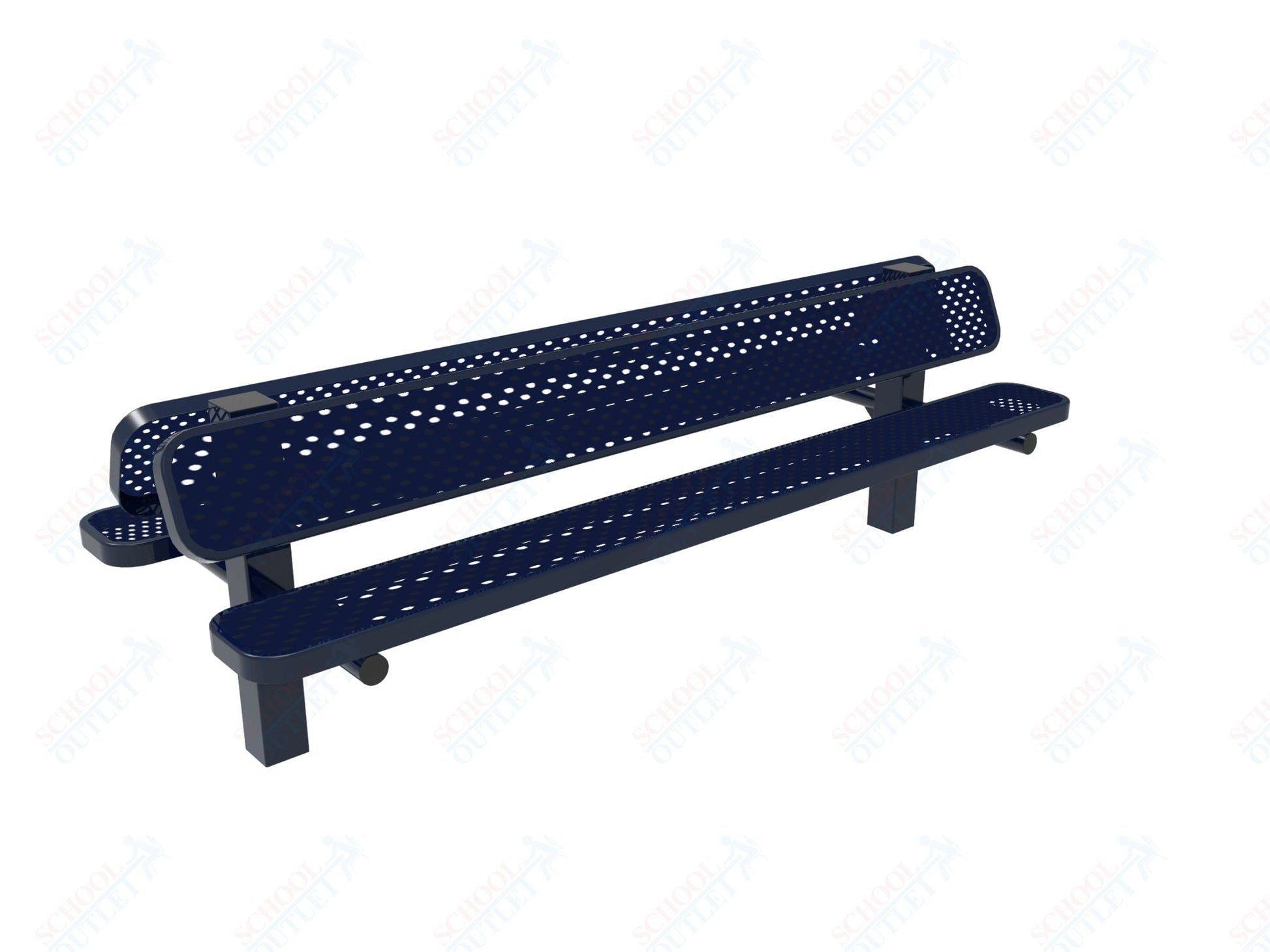 MyTcoat - Double Pedstal Outdoor Bench with Back - Inground Mount 8' L (MYT - BRT08 - 61 - 002) - SchoolOutlet