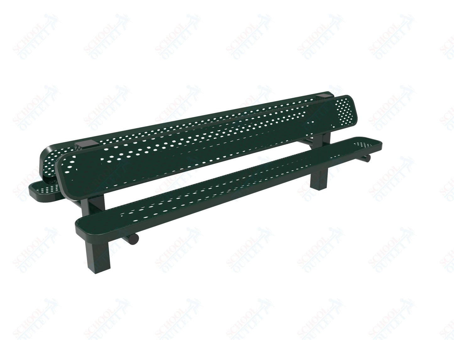 MyTcoat - Double Pedstal Outdoor Bench with Back - Inground Mount 8' L (MYT - BRT08 - 61 - 002) - SchoolOutlet
