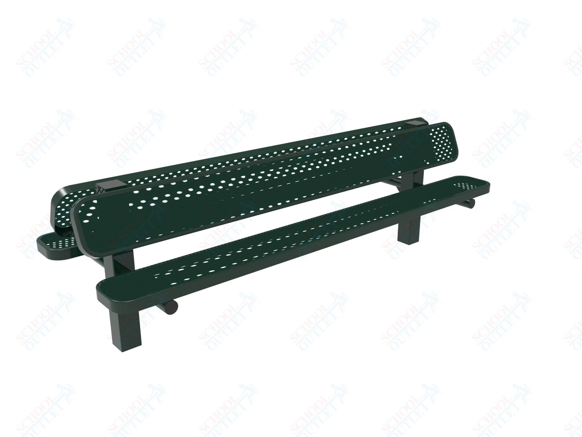 MyTcoat - Double Pedstal Outdoor Bench with Back - Inground Mount 8' L (MYT - BRT08 - 61 - 002) - SchoolOutlet