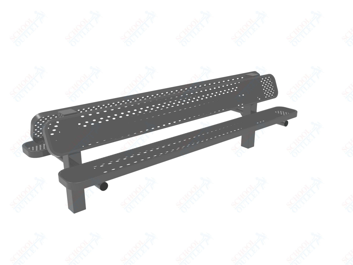 MyTcoat - Double Pedstal Outdoor Bench with Back - Inground Mount 8' L (MYT - BRT08 - 61 - 002) - SchoolOutlet