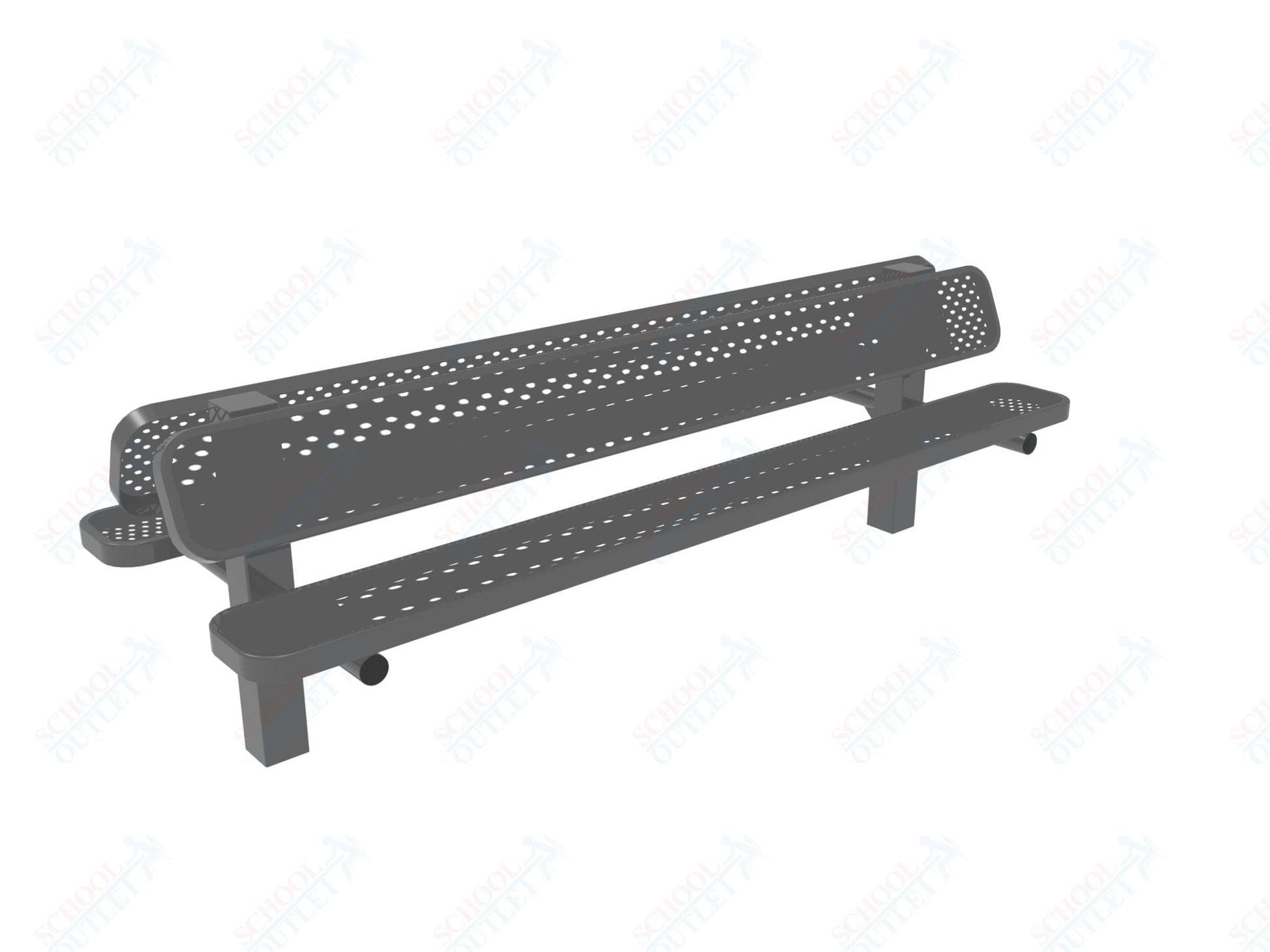 MyTcoat - Double Pedstal Outdoor Bench with Back - Inground Mount 8' L (MYT - BRT08 - 61 - 002) - SchoolOutlet