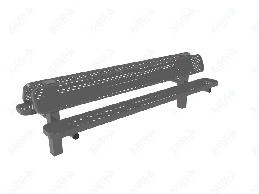 MyTcoat - Double Pedstal Outdoor Bench with Back - Inground Mount 8' L (MYT - BRT08 - 61 - 002) - SchoolOutlet