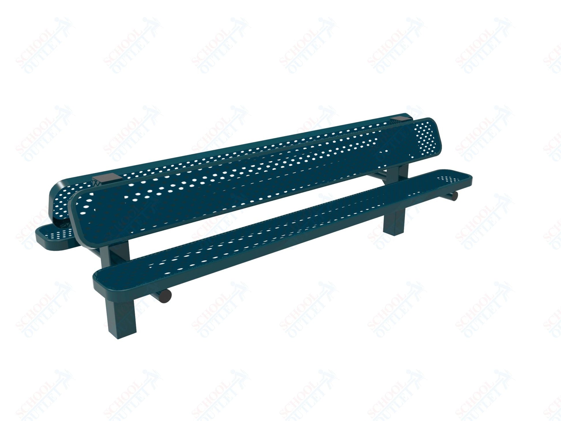 MyTcoat - Double Pedstal Outdoor Bench with Back - Inground Mount 8' L (MYT - BRT08 - 61 - 002) - SchoolOutlet
