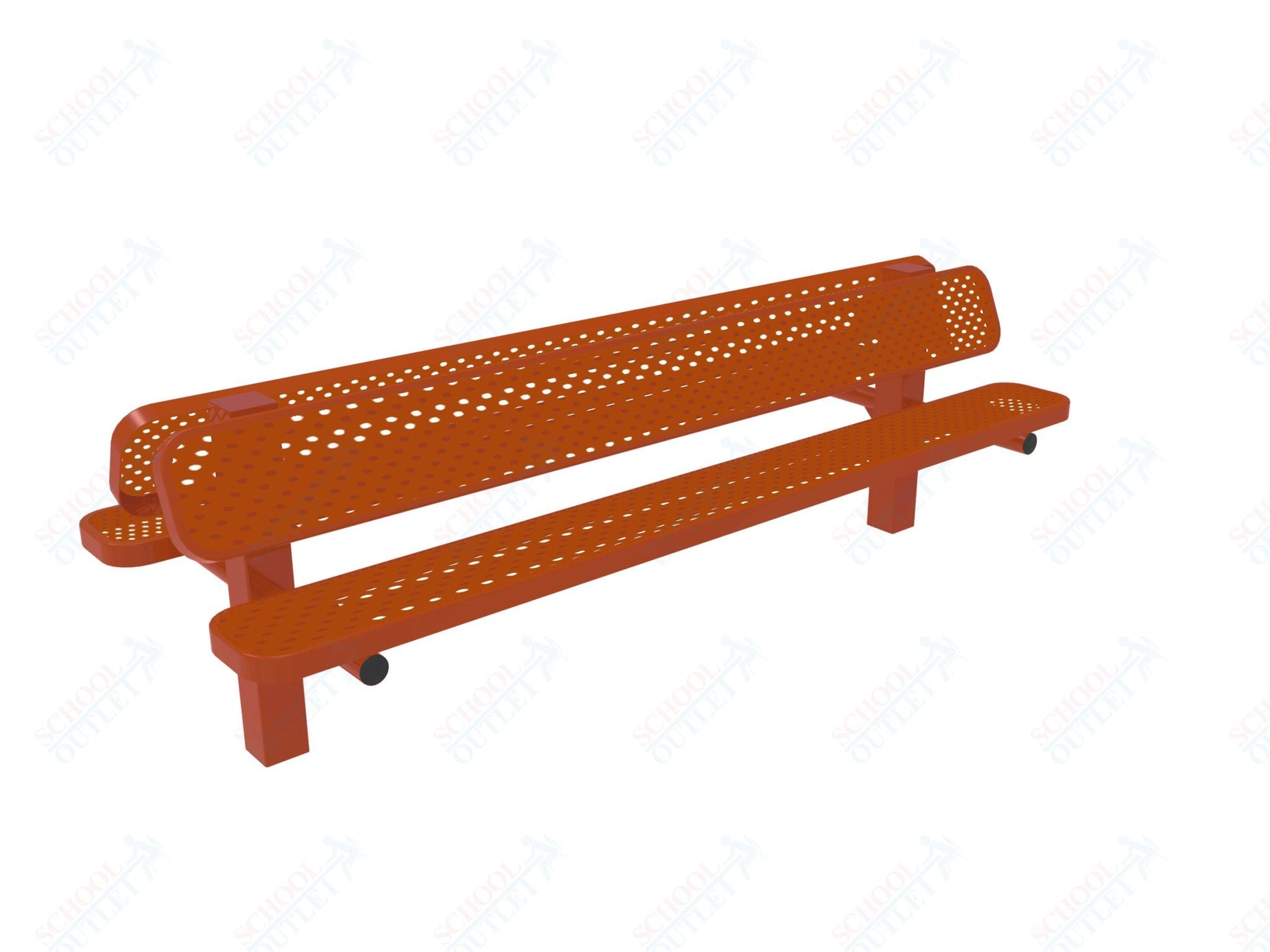 MyTcoat - Double Pedstal Outdoor Bench with Back - Inground Mount 8' L (MYT - BRT08 - 61 - 002) - SchoolOutlet