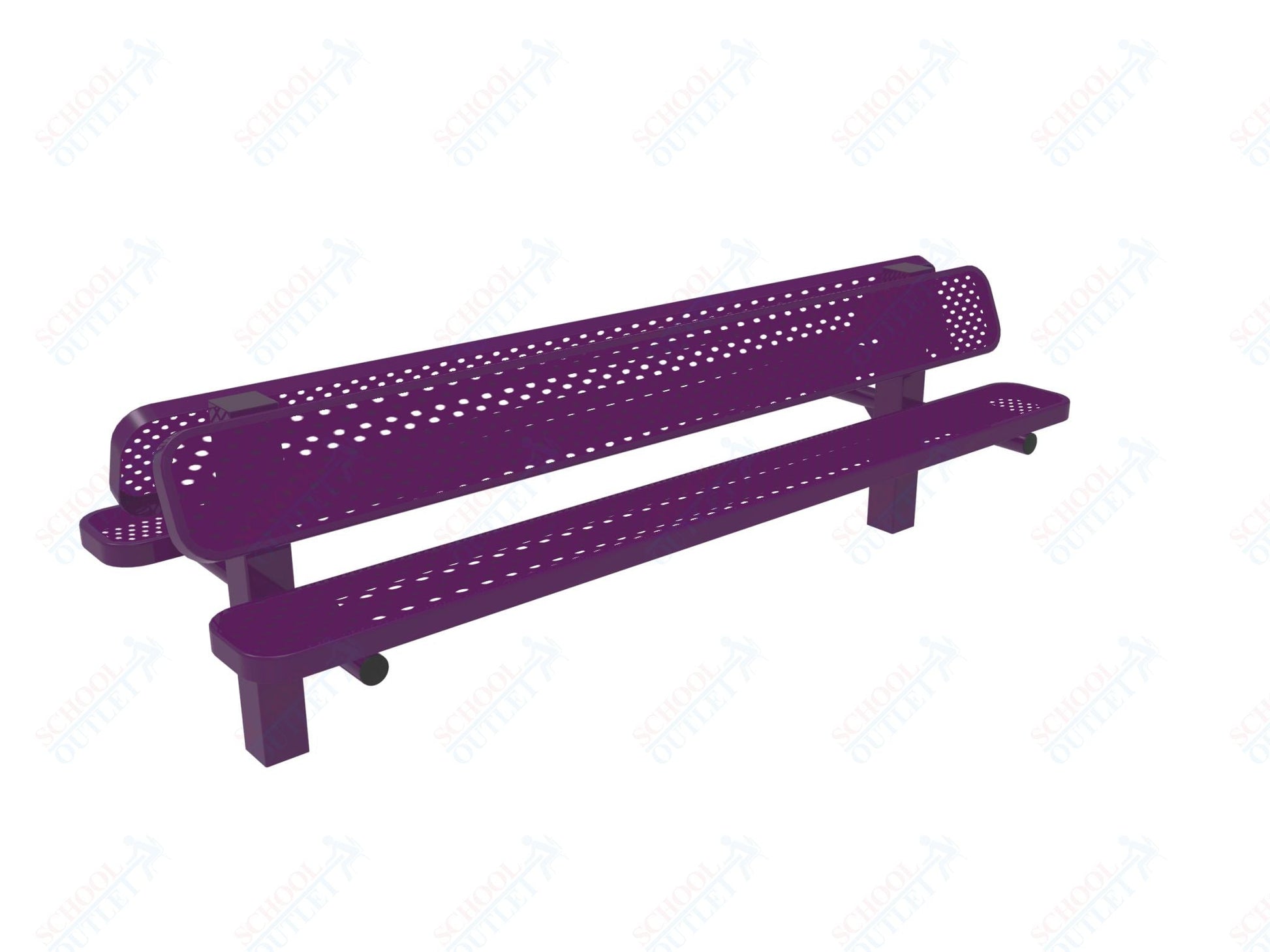 MyTcoat - Double Pedstal Outdoor Bench with Back - Inground Mount 8' L (MYT - BRT08 - 61 - 002) - SchoolOutlet