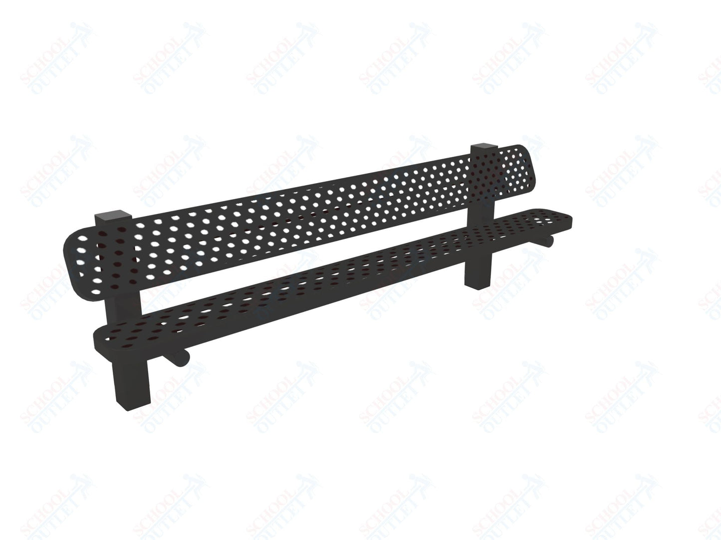 MyTcoat - Single Pedstal Outdoor Bench with Back - Inground Mount 8' L (MYT - BRT08 - 61) - SchoolOutlet