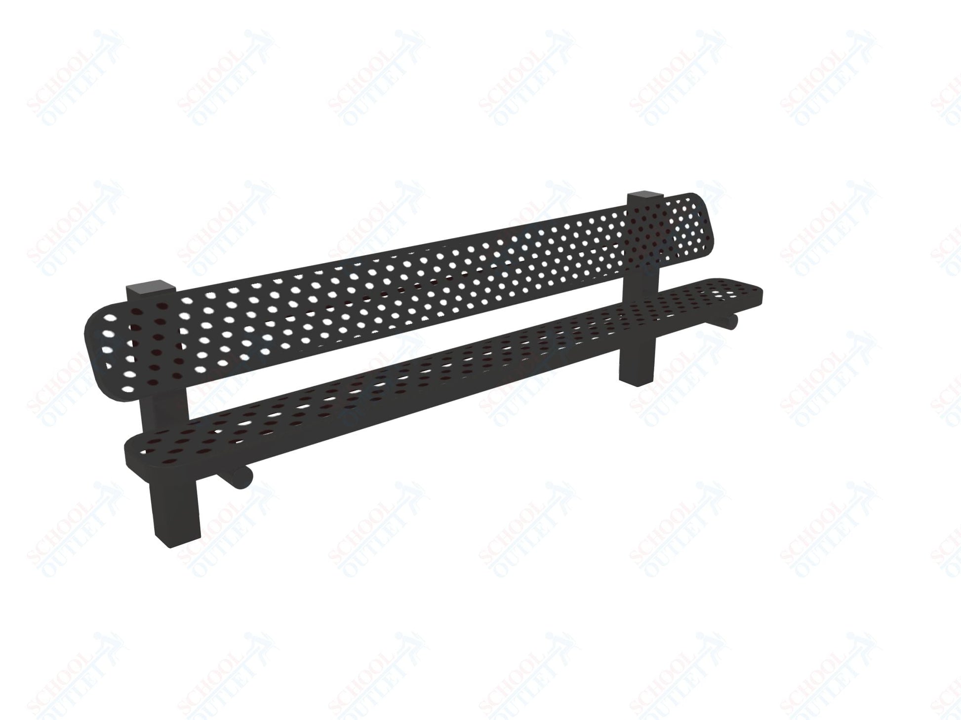 MyTcoat - Single Pedstal Outdoor Bench with Back - Inground Mount 8' L (MYT - BRT08 - 61) - SchoolOutlet