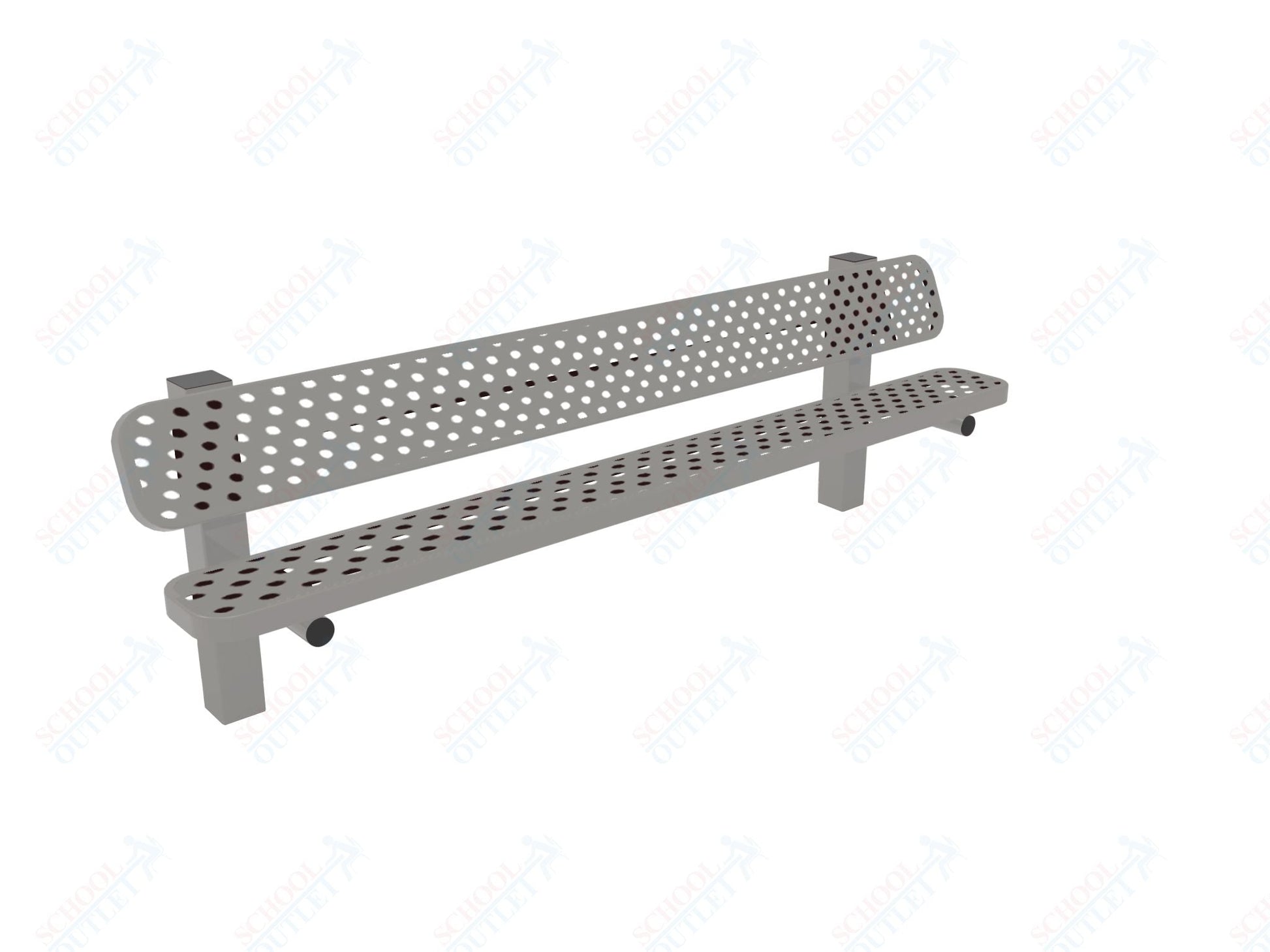 MyTcoat - Single Pedstal Outdoor Bench with Back - Inground Mount 8' L (MYT - BRT08 - 61) - SchoolOutlet