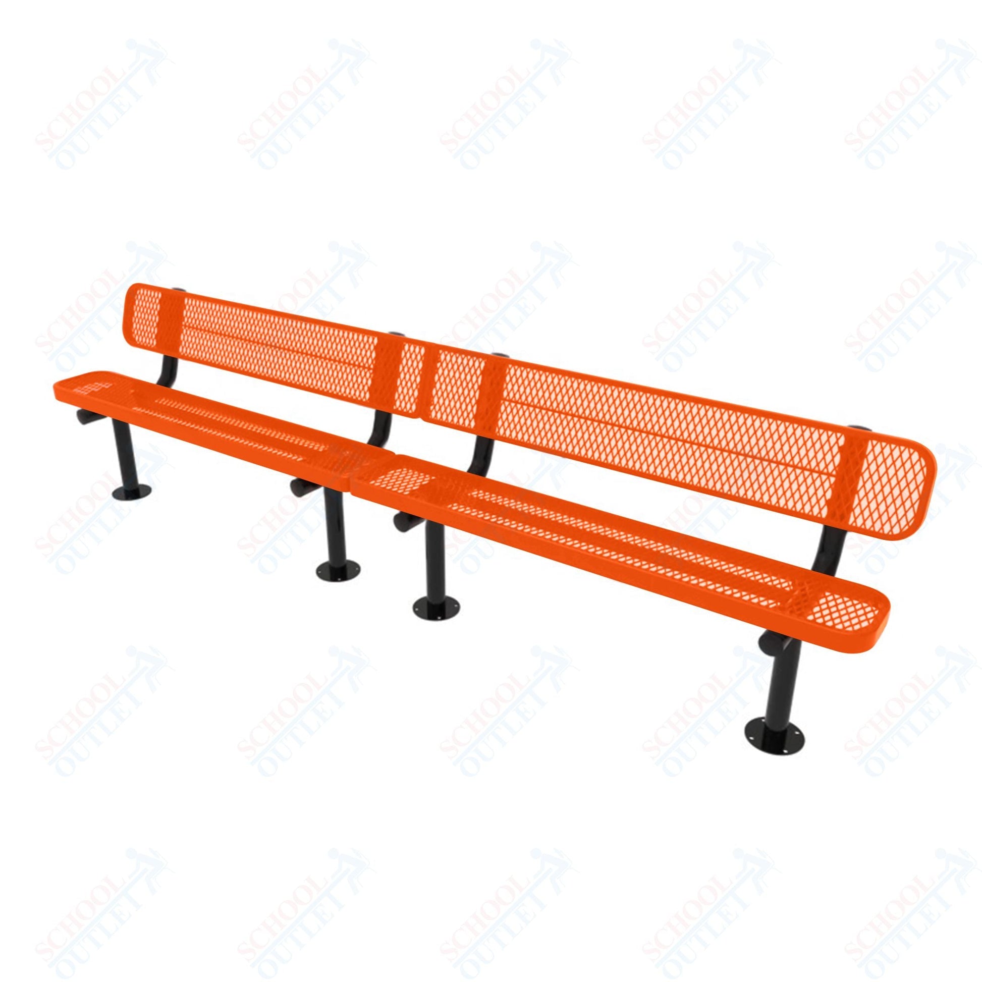 MyTcoat - Standard Outdoor Bench with Back - Surface Mount 10' L (MYT - BRT10 - 20) - SchoolOutlet