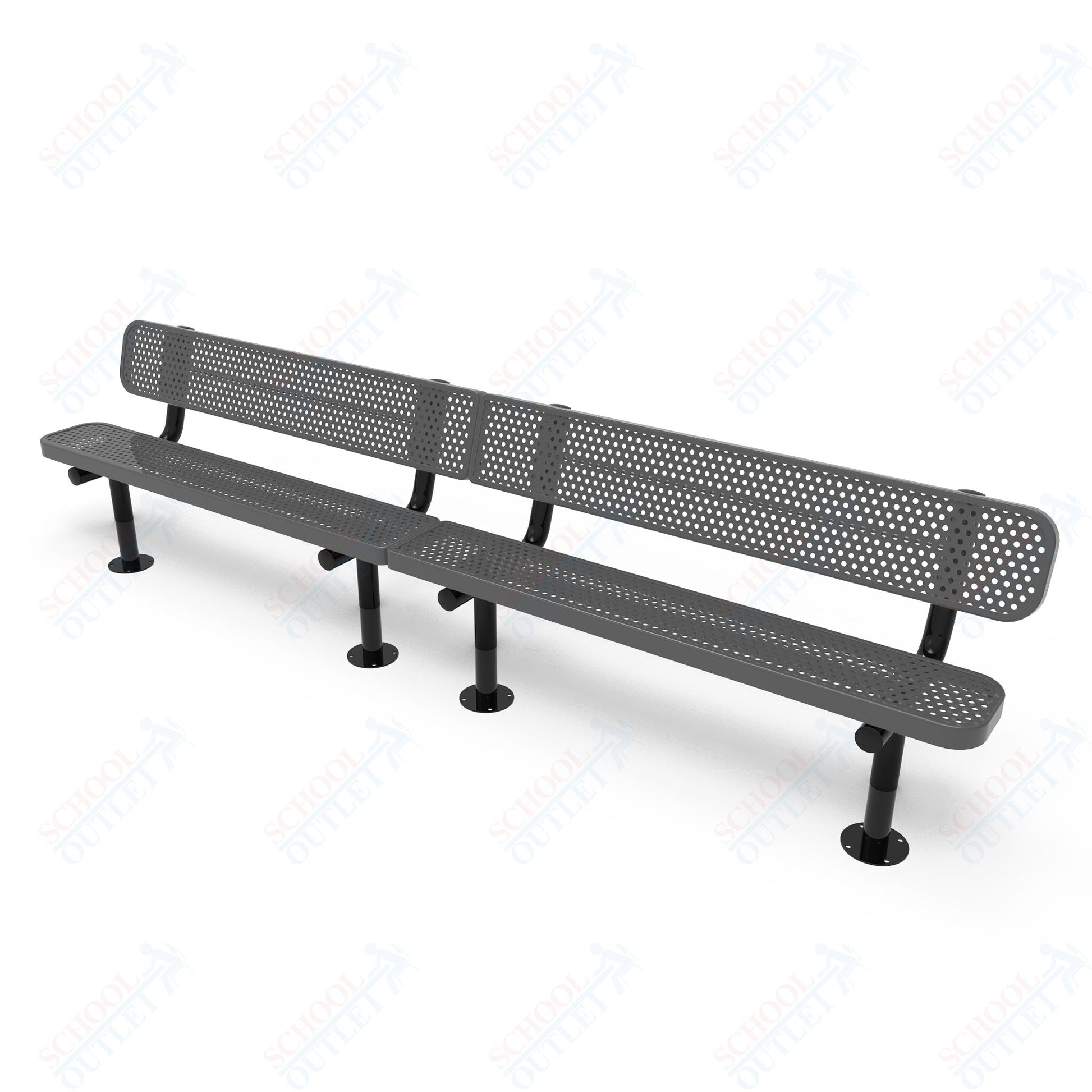 MyTcoat - Standard Outdoor Bench with Back - Surface Mount 10' L (MYT - BRT10 - 20) - SchoolOutlet