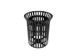 MyTcoat - 32 Gallon Skyline Trash Receptacle with Flared Top - Flattop and Liner - Strap Metal 30" Diameter x 35.25" H (MYT-RSL32)