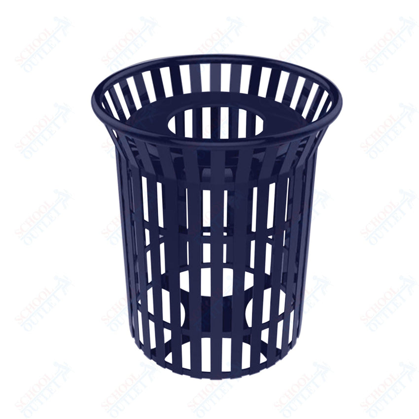 MyTcoat - 32 Gallon Skyline Trash Receptacle with Flared Top - Flattop and Liner - Strap Metal 30" Diameter x 35.25" H (MYT - RSL32) - SchoolOutlet